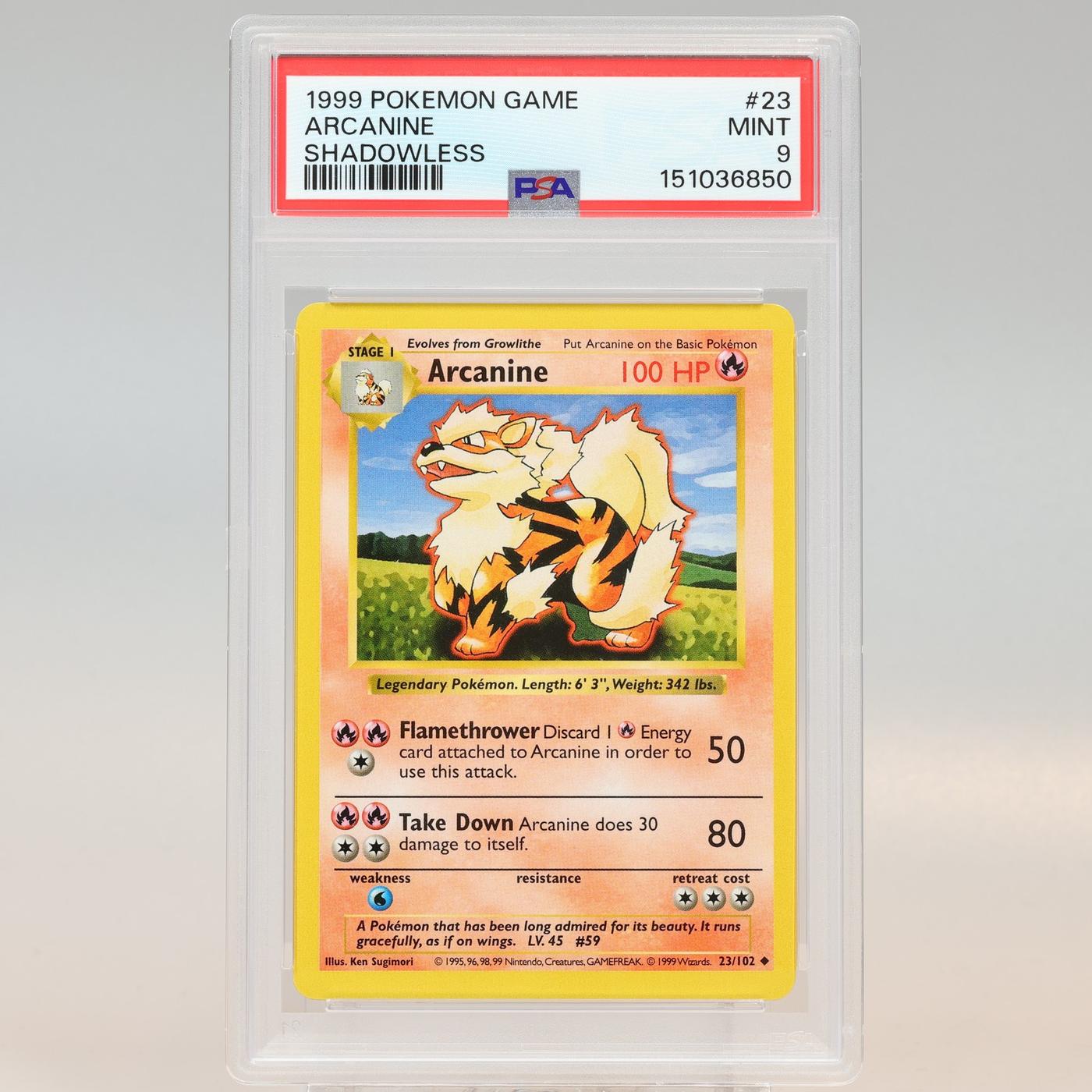 Pokemon TCG Arcanine 23102 Base Set Uncommon Shadowless PSA 9 MINT 168441076076 2