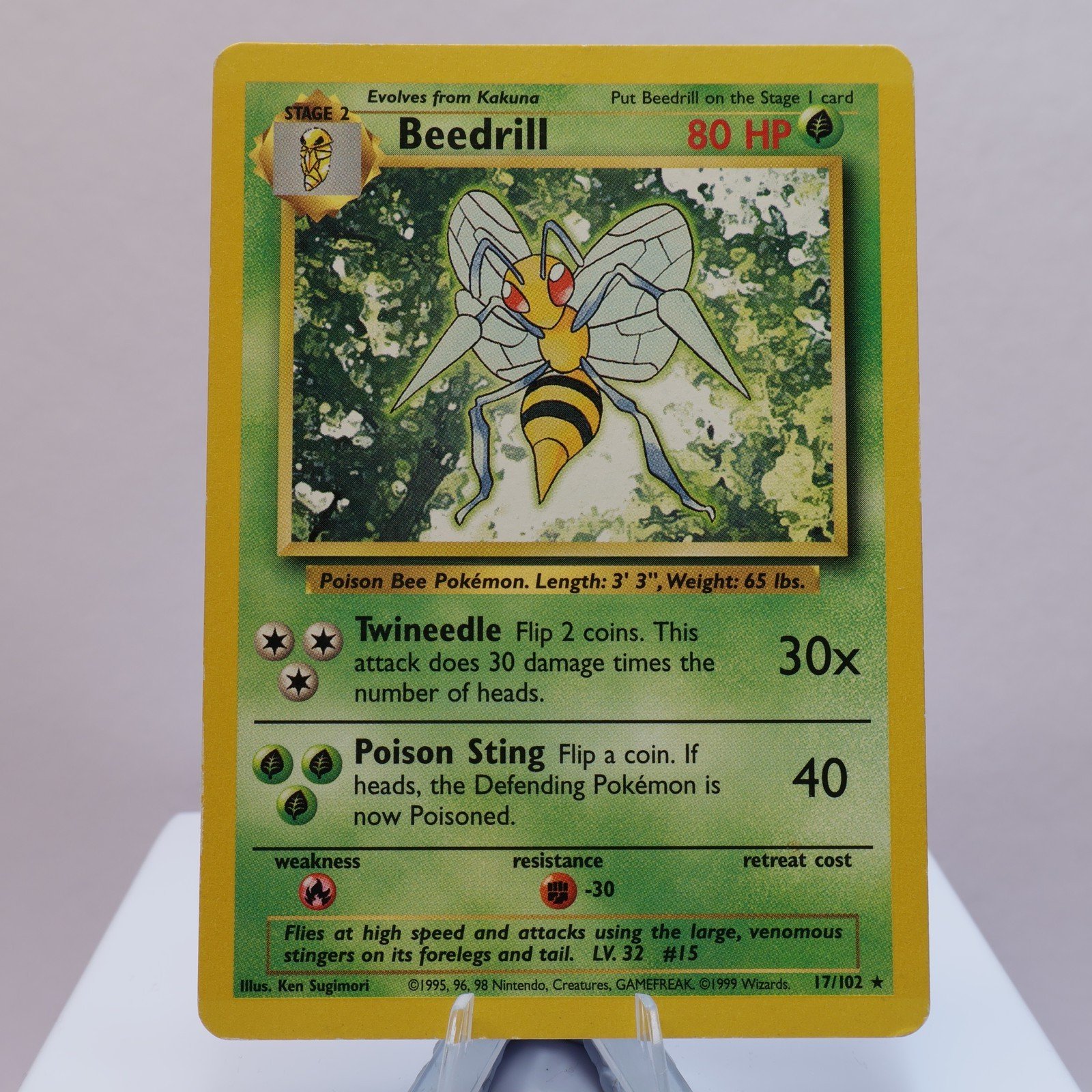 Pokemon TCG Beedrill 17102 Base Set Rare WOTC 1999 MP 167830364486 2