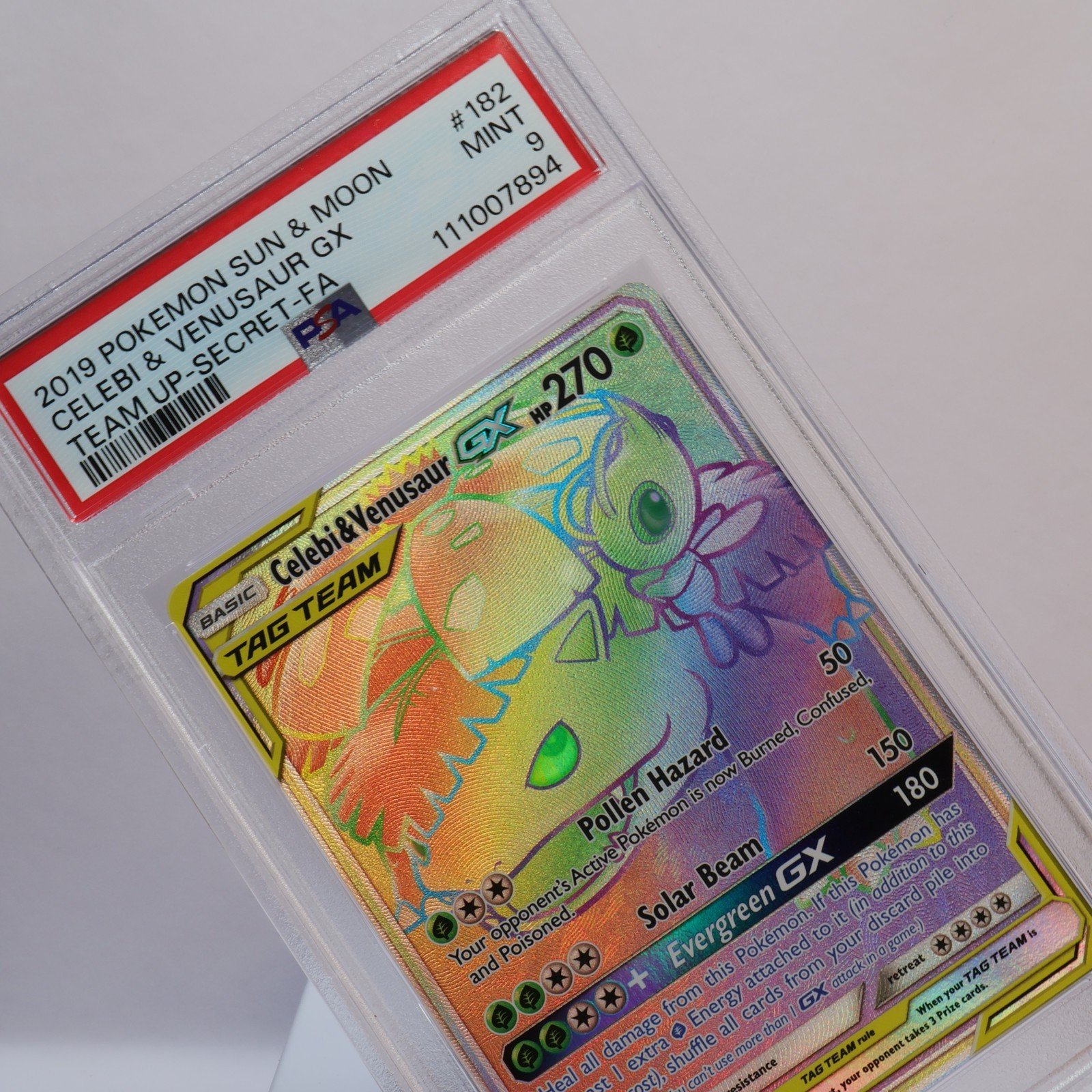 Pokemon TCG – Celebi & Venusaur GX 182/181 Team Up Secret Rare  – PSA 9 MINT