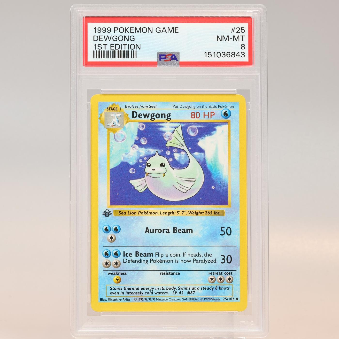 Pokemon TCG Dewgong 25102 Base Set Uncommon 1st Edition PSA 8 NMMT 168441076136 2
