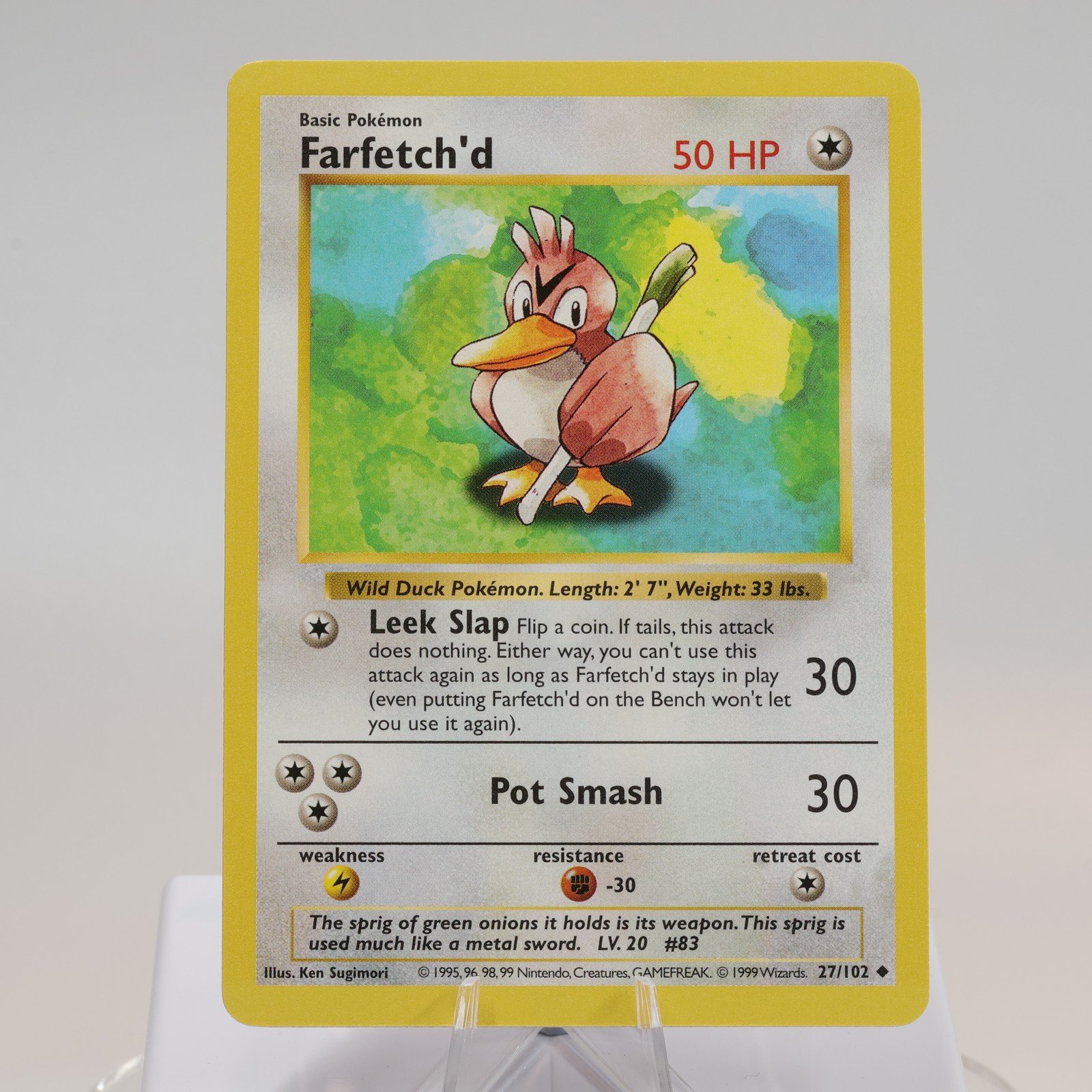 Pokemon TCG Farfetchd 27102 Base Set Uncommon Shadowless WOTC 1999 EXCNM 168144948166 2