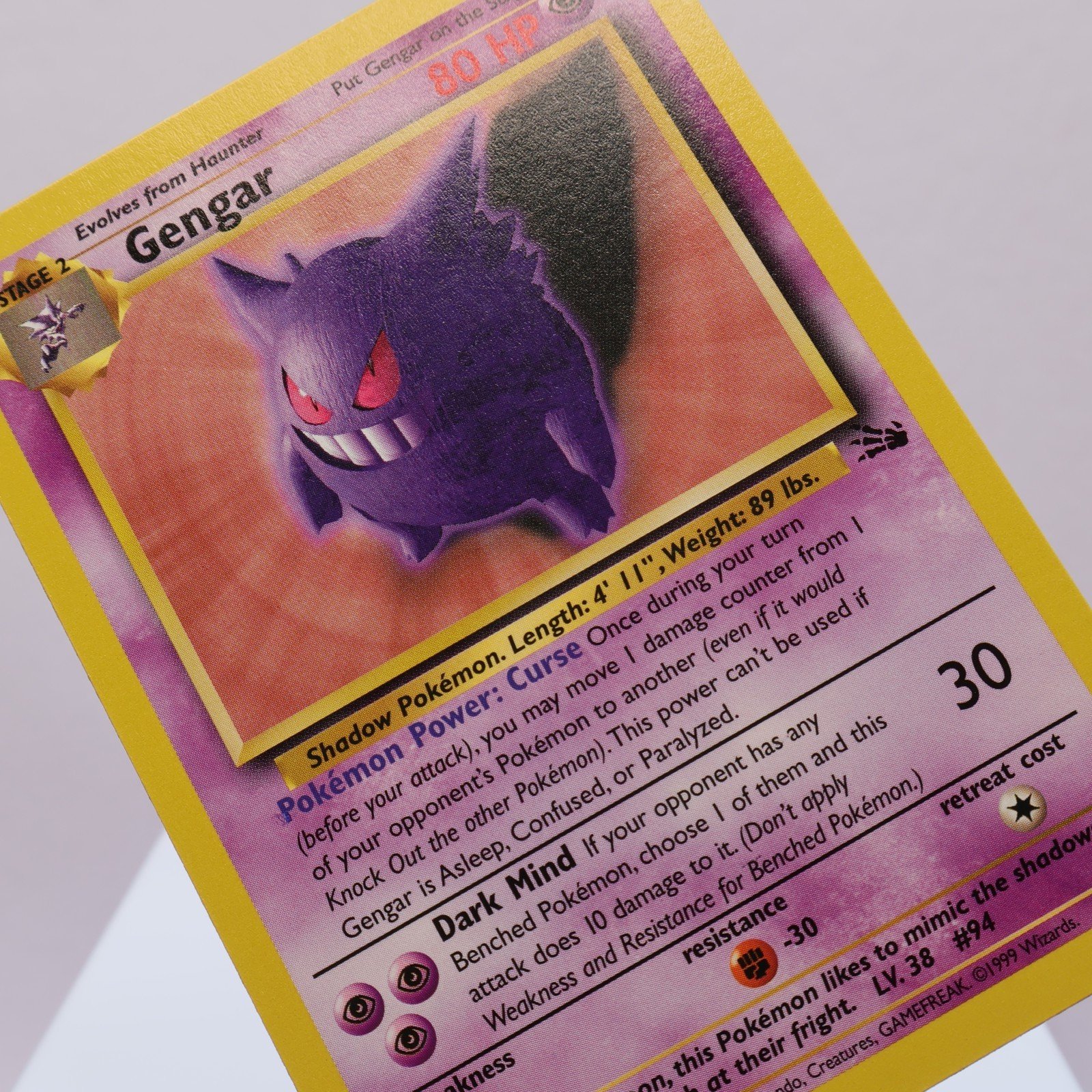 Pokemon TCG – Gengar 20/62 Fossil Rare  WOTC 1999 – NM