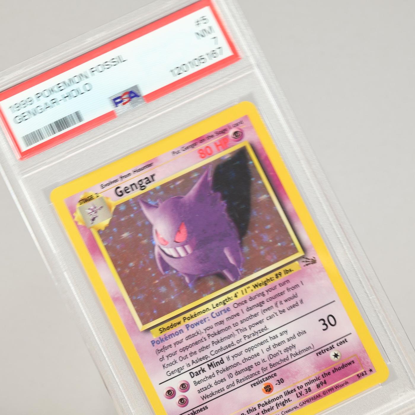 Pokemon TCG – Gengar 5/62 Fossil Holo Rare Unlimted – PSA 7 NM