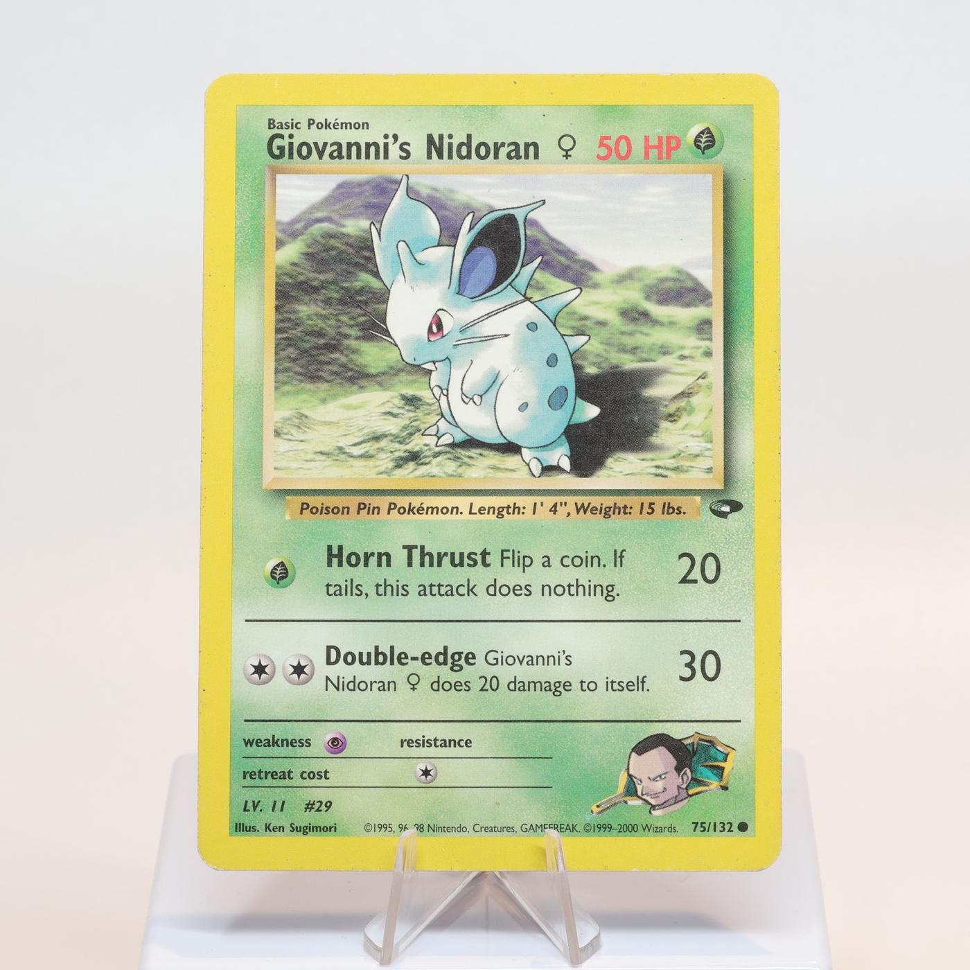 Pokemon TCG Giovannis Nidoran F 75132 Gym Challenge Common WOTC MPCrease 168232466146 2