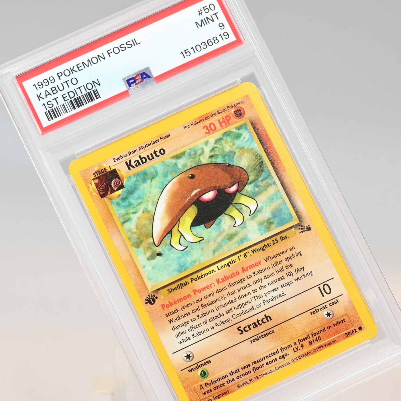 Pokemon TCG Kabuto 5062 Fossil Common 1st Edition PSA 9 MINT 168441076086