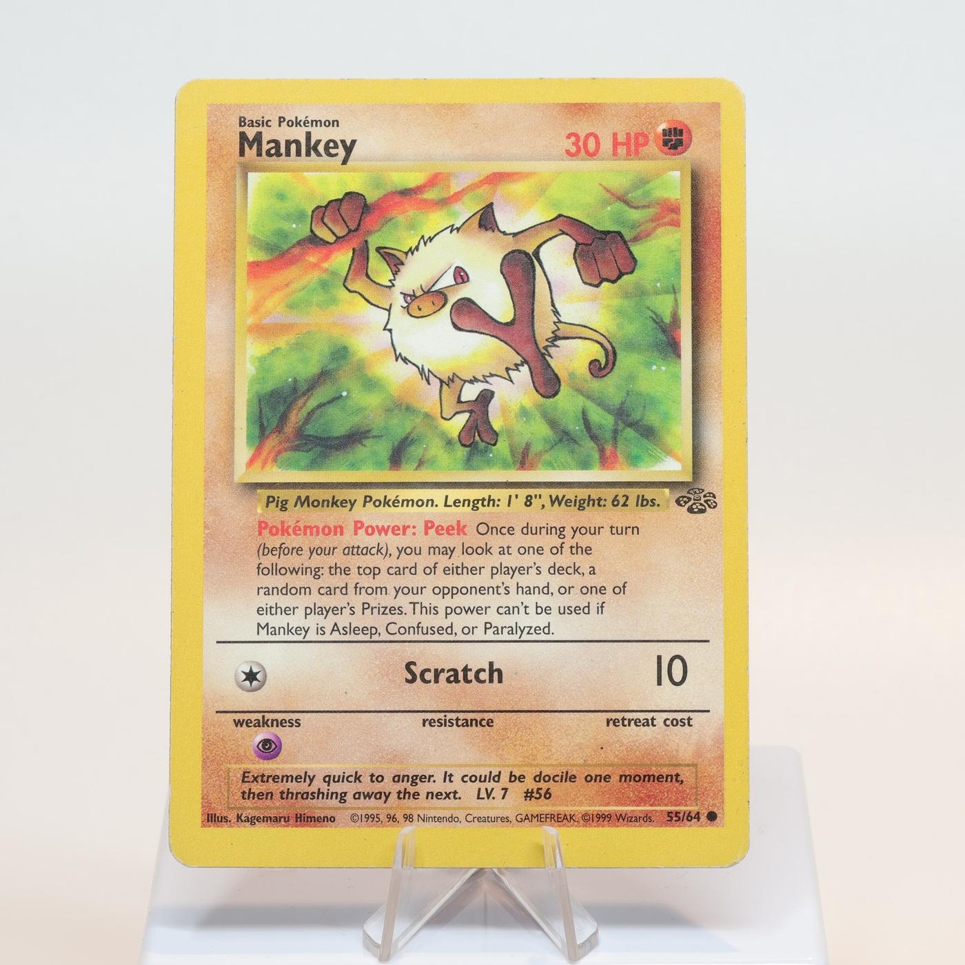 Pokemon TCG Mankey 5564 Jungle Common WOTC MPCrease 168232466136 2