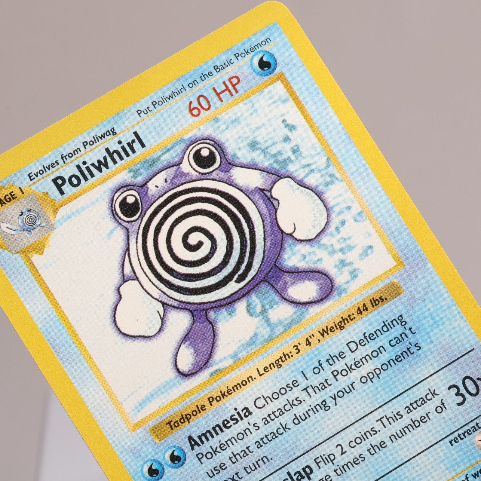 Pokemon TCG – Poliwhirl 38/102 Base Set Shadowless WOTC 1999 – EXC Crease