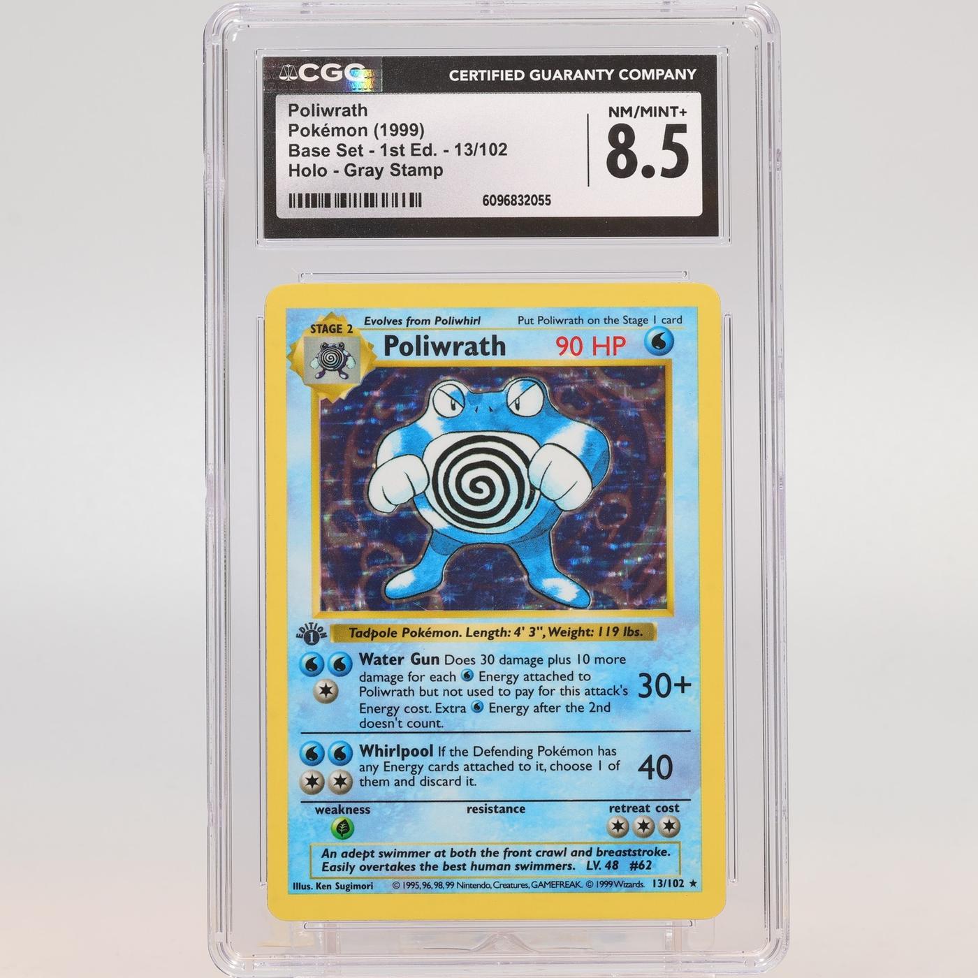 Pokemon TCG Poliwrath 13102 Base Set 1st Edition Grey Stamp CGC 85 NMMT 168407689376 2