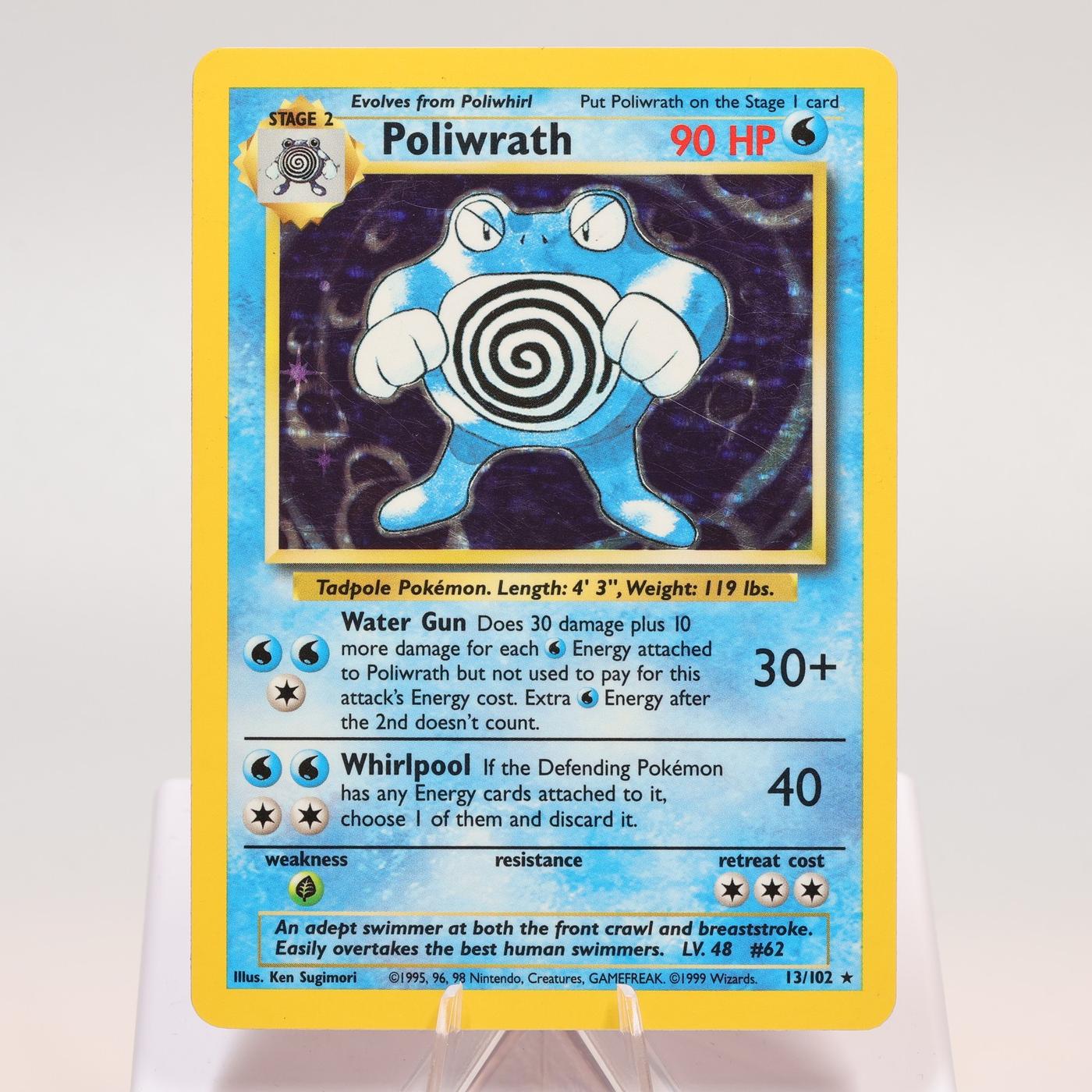 Pokemon TCG Poliwrath 13102 Base Set Holo Rare WOTC MP 168421188116 2