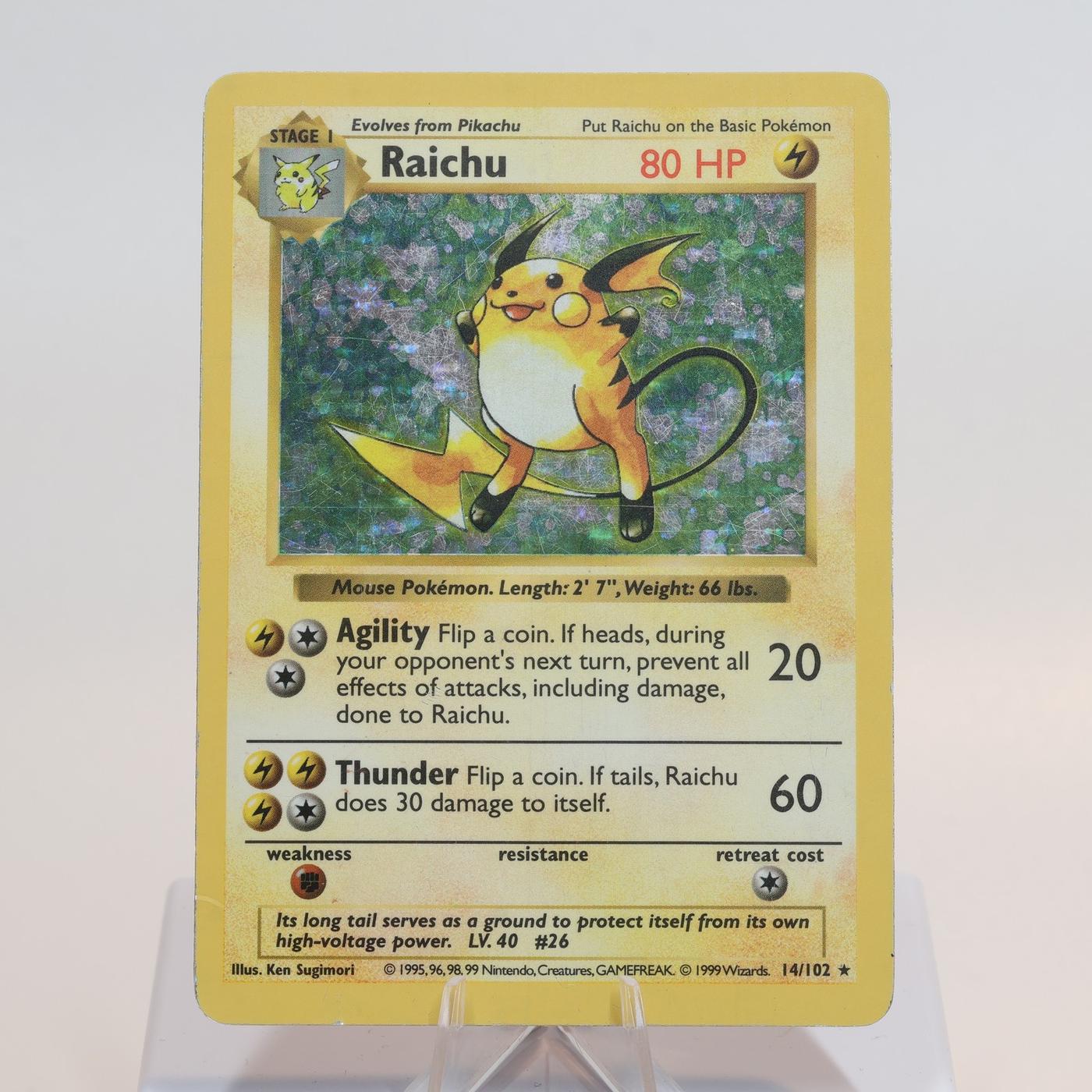 Pokemon TCG Raichu 14102 Base Set Holo Rare Shadowless WOTC HP 168205418416 2