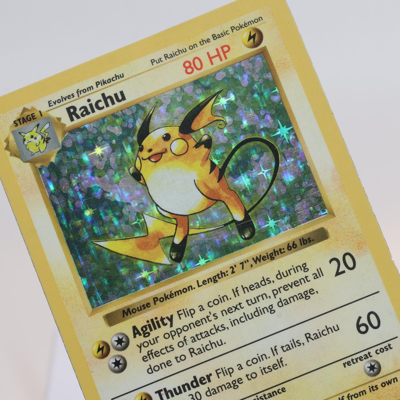 Pokemon TCG Raichu 14102 Base Set Holo Rare Shadowless WOTC HP 168205418416