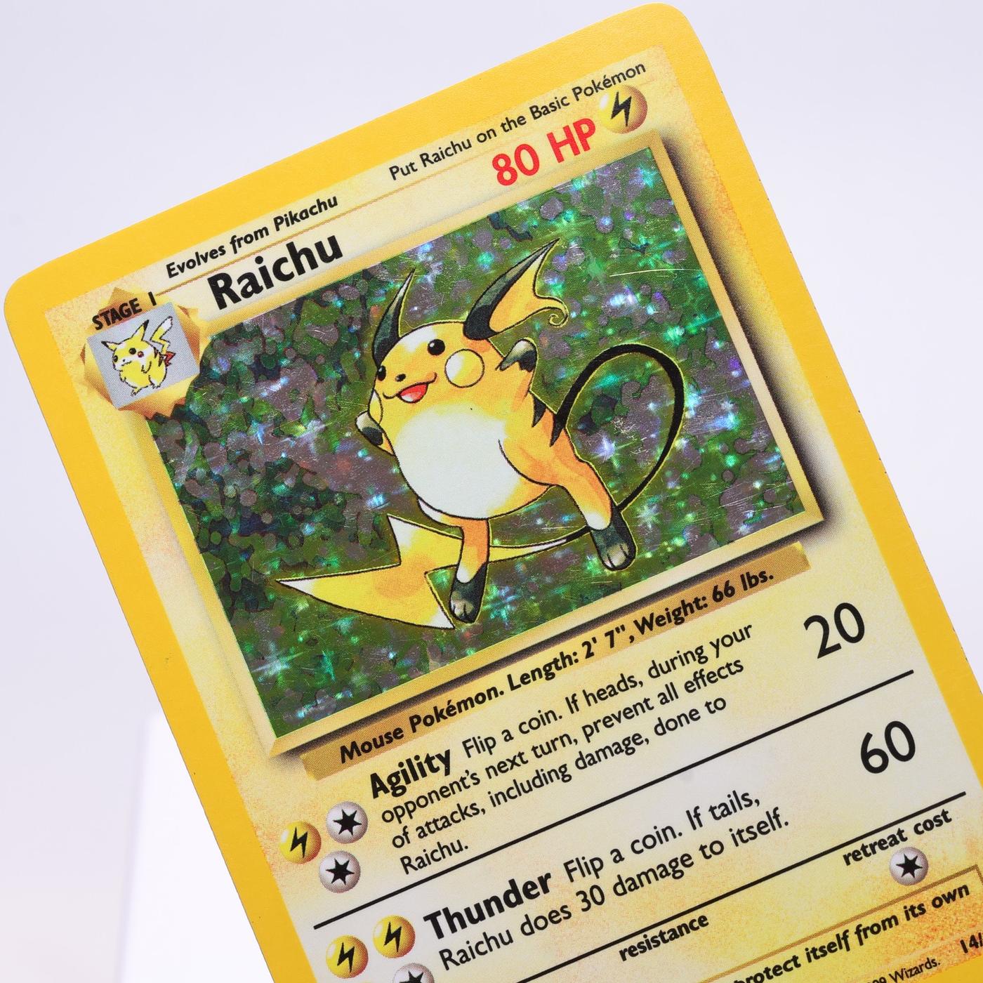Pokemon TCG – Raichu 14/102 Base Set Holo Rare  WOTC – EXC