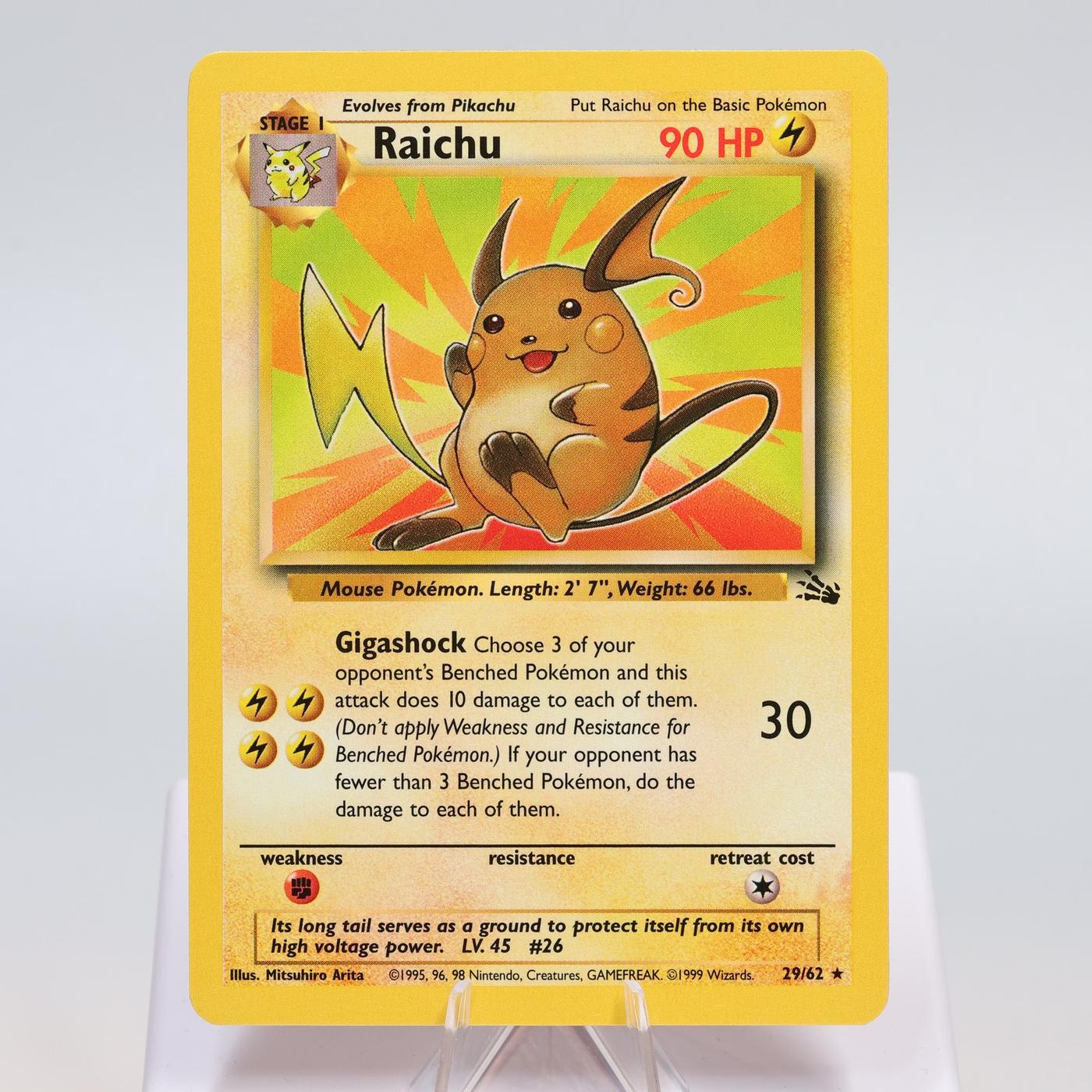 Pokemon TCG Raichu 2962 Fossil Rare WOTC NM 168421188136 2