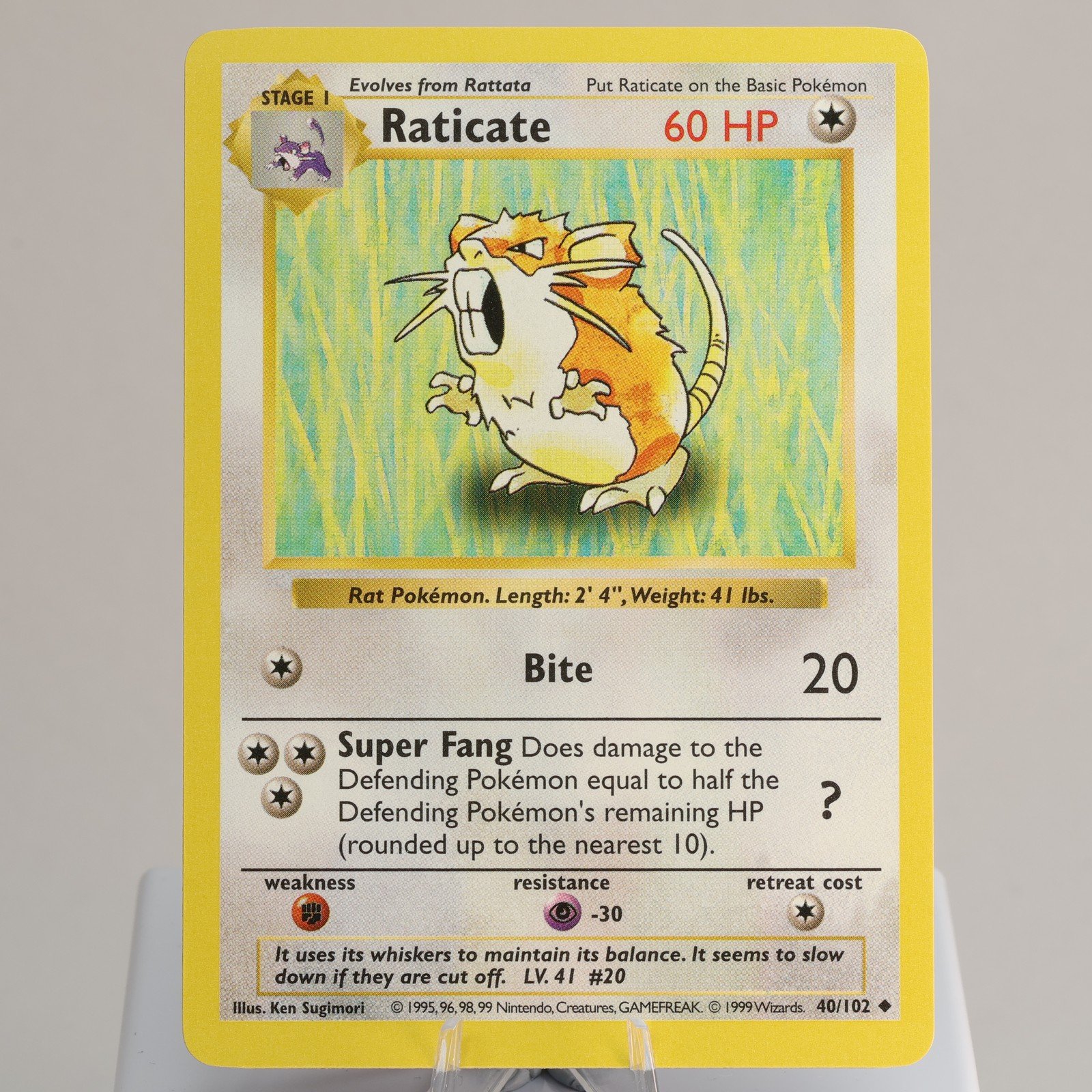 Pokemon TCG Raticate 40102 Base Set Uncommon Shadowless WOTC 1999 NM 168006227456 2
