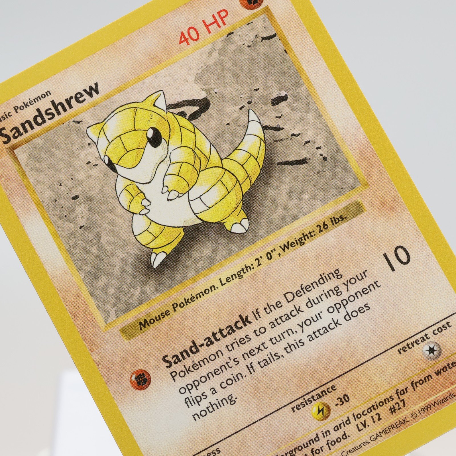 Pokemon TCG – Sandshrew 62/102 Base Set Common Shadowless WOTC 1999 – EXC/NM