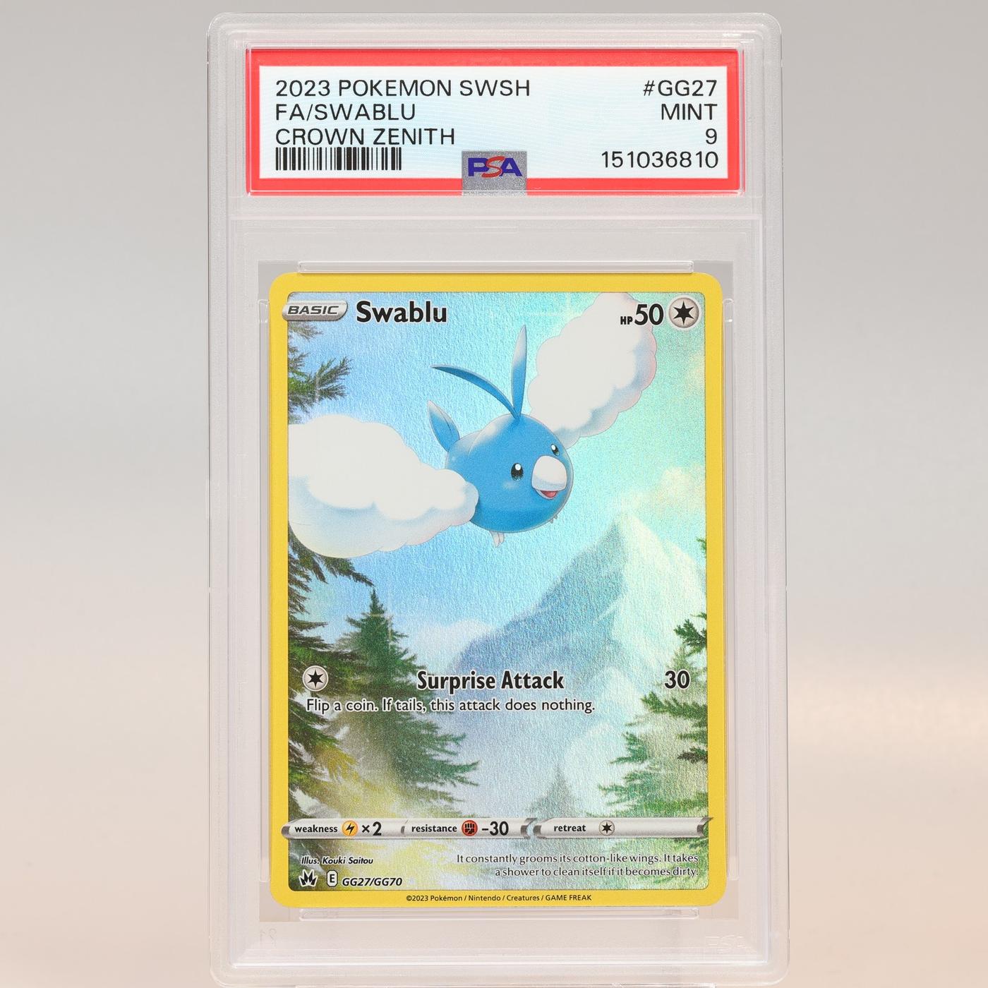 Pokemon TCG Swablu GG27GG70 Crown Zenith Trainer Gallery PSA 9 MINT 168441076106 2