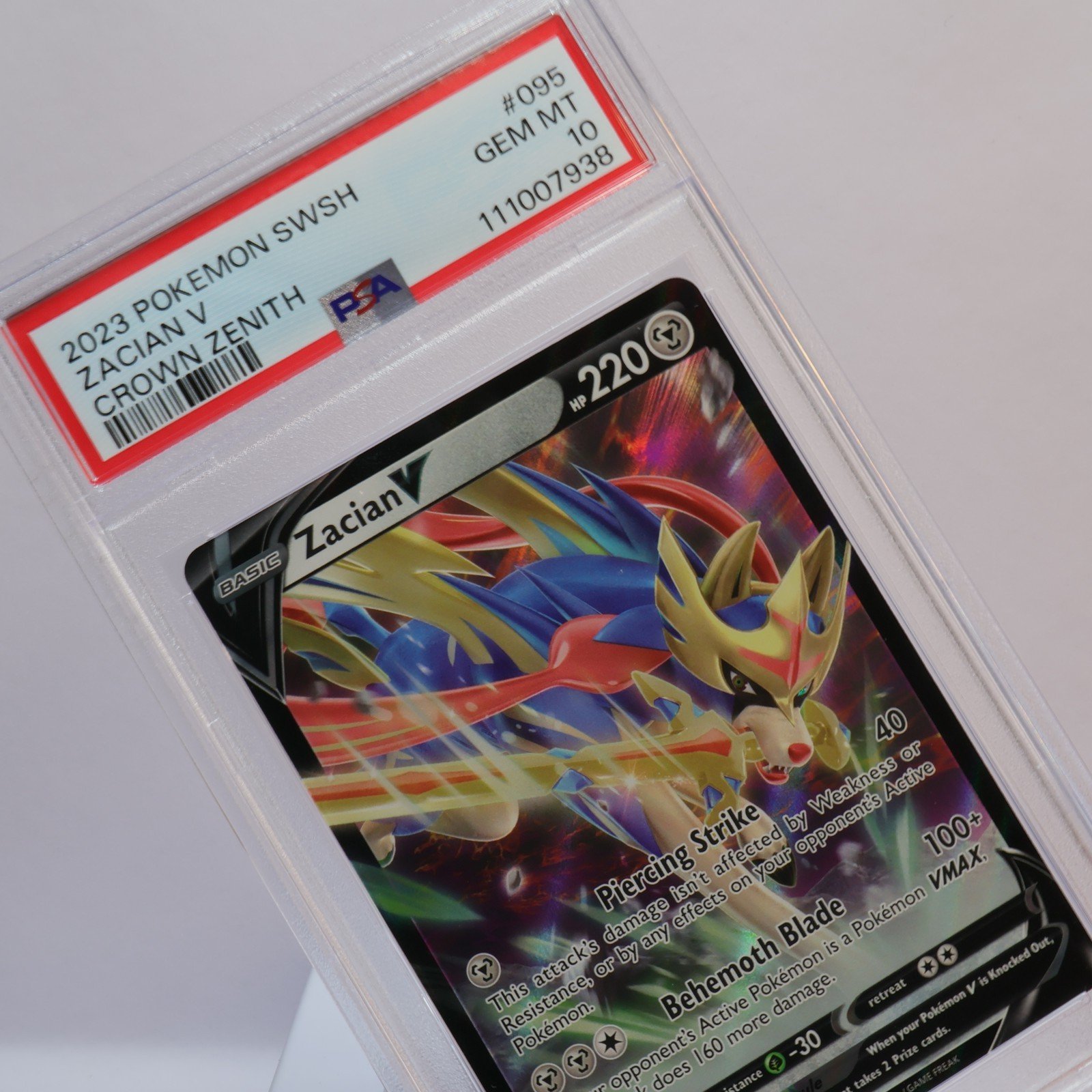 Pokemon TCG – Zacian V 095/159 Crown Zenith V Rare  – PSA 10 GEM MT