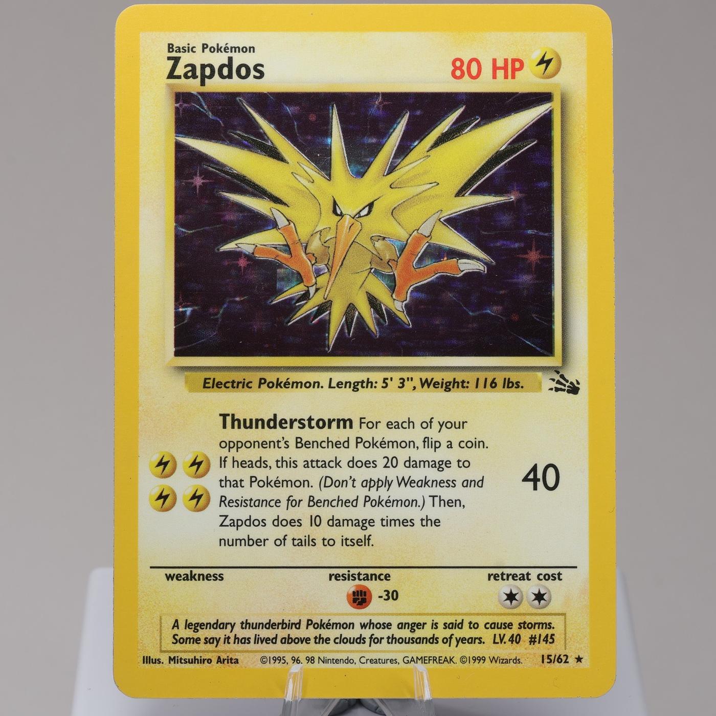 Pokemon TCG Zapdos 1562 Fossil Holo Rare WOTC 1999 EXCNM 167950659116 2