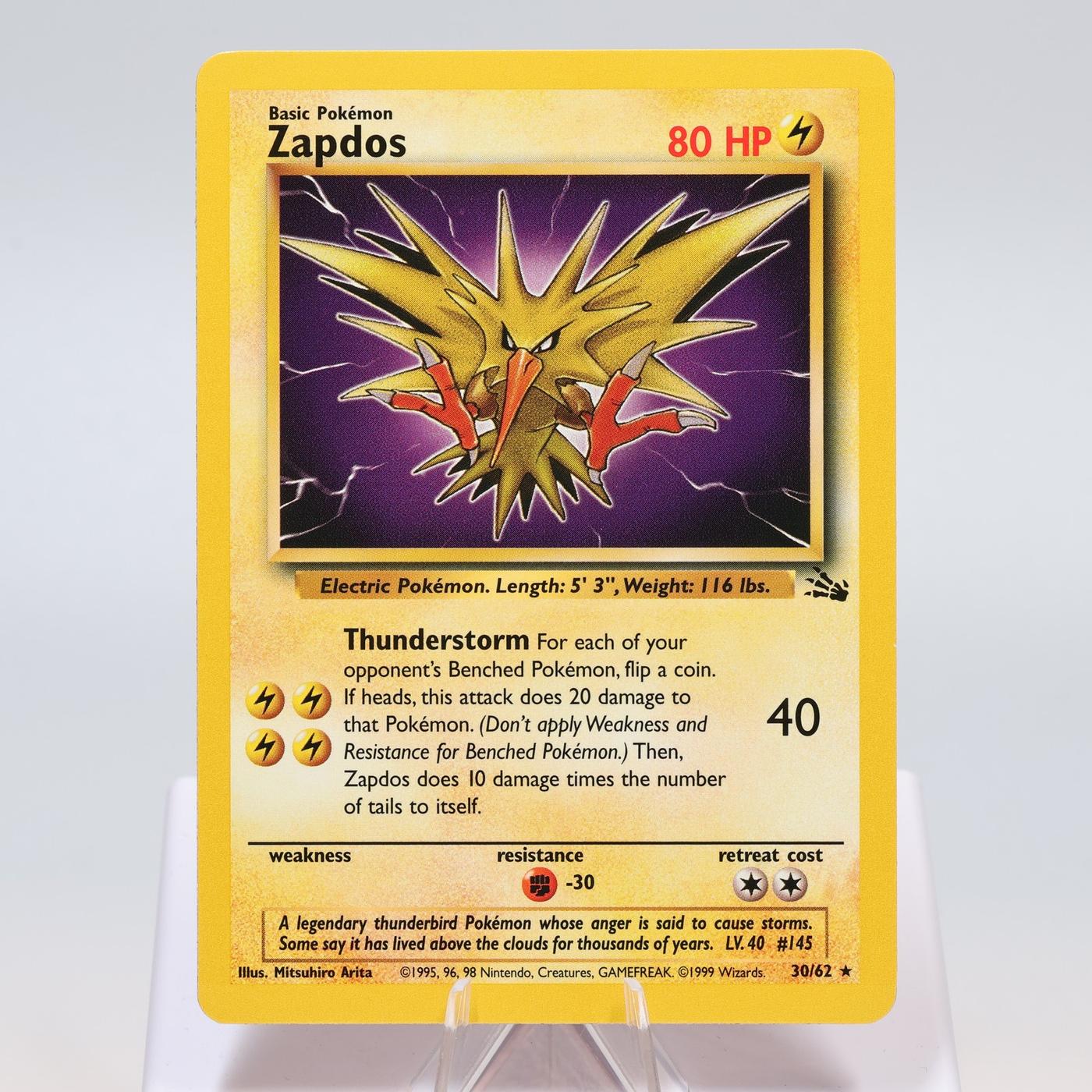 Pokemon TCG Zapdos 3062 Fossil Rare WOTC NMM 168421188146 2