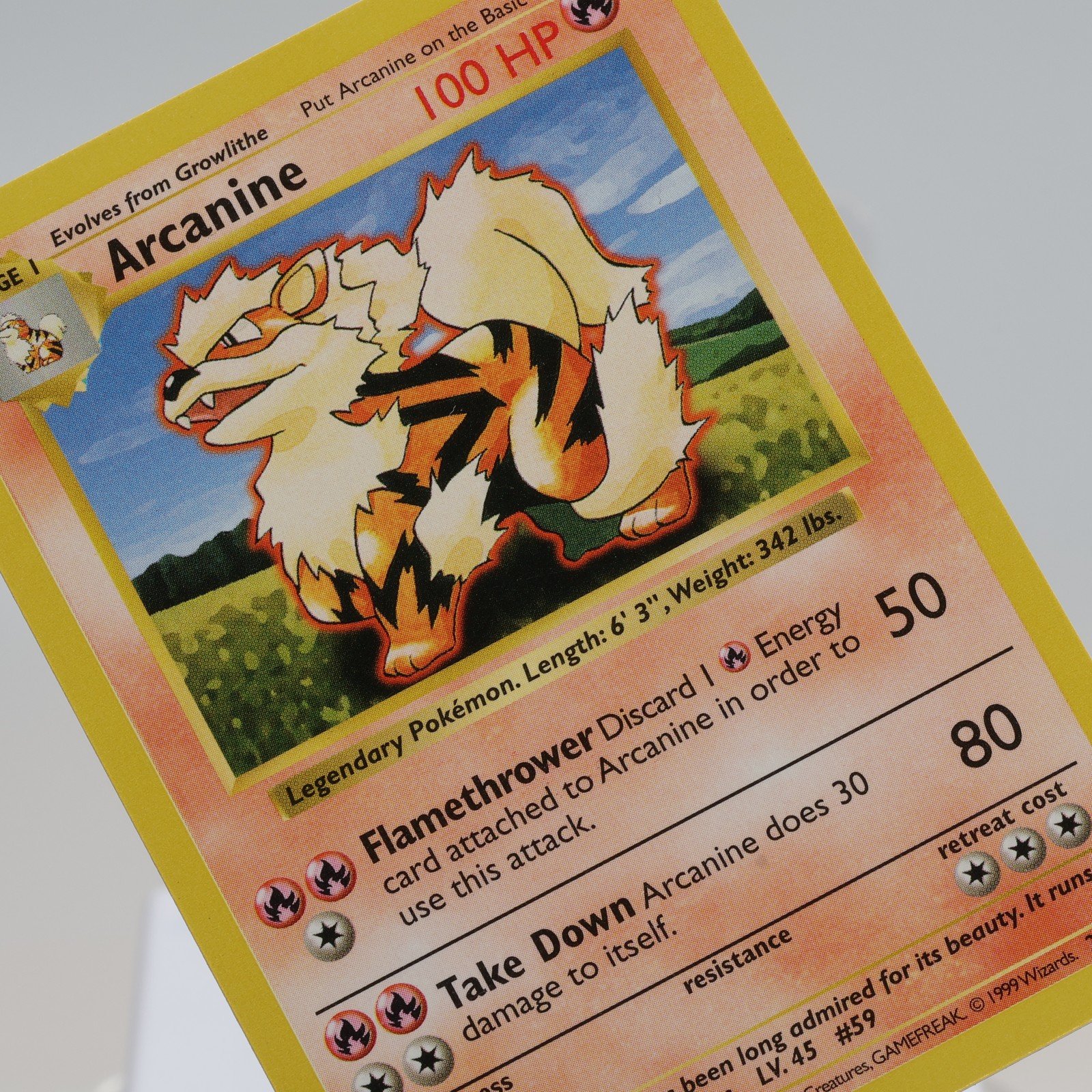 Pokemon TCG – Arcanine 23/102 Base Set Uncommon Shadowless WOTC 1999 – NM/EXC