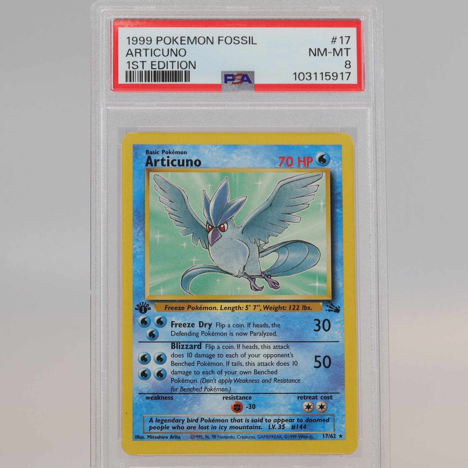 Pokemon TCG Articuno 1762 Fossil Rare 1st Edition PSA 8 NMMT 168126766357 2