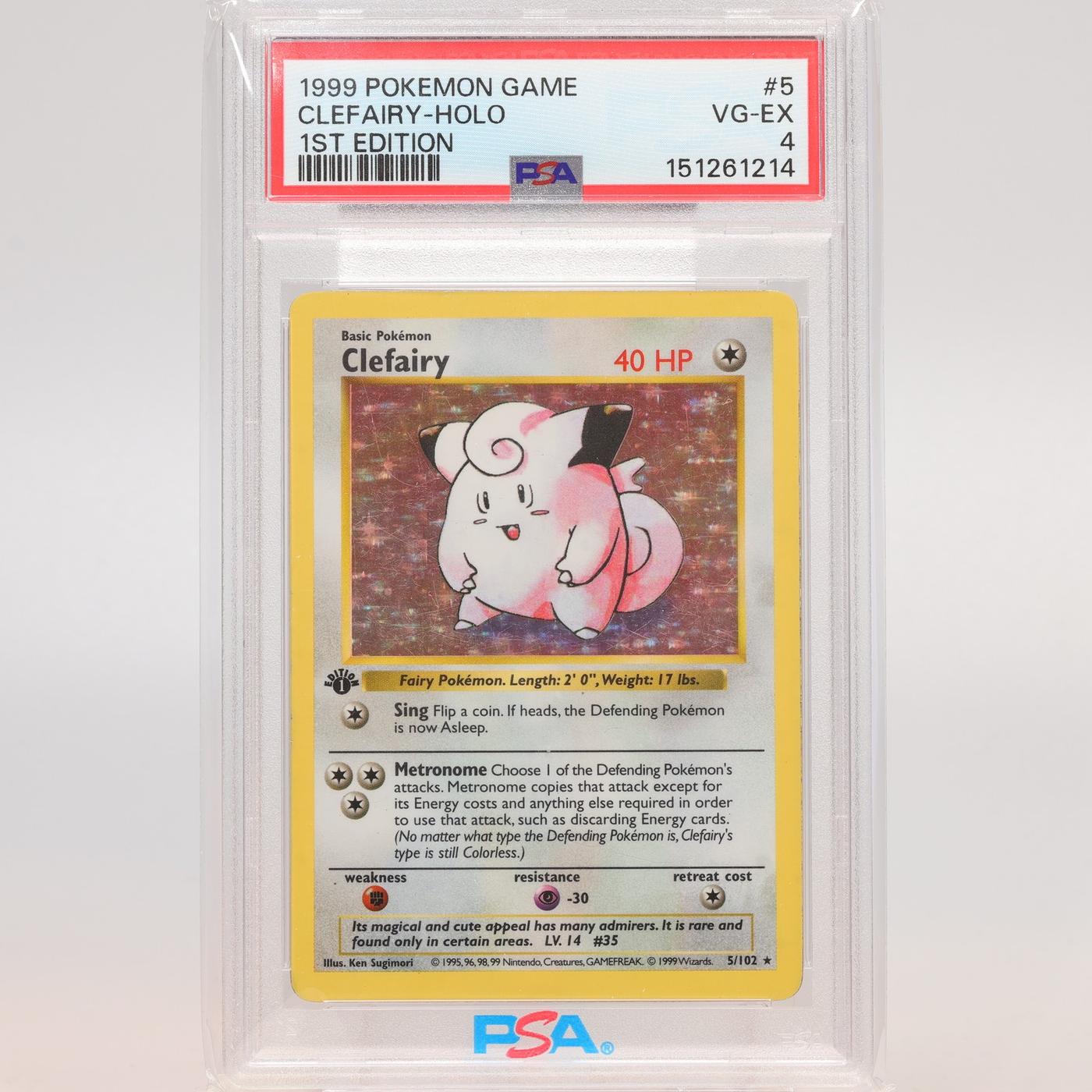 Pokemon TCG Clefairy 5102 Base Set Holo Rare 1st Edition PSA 4 VGEX 168407689377 2