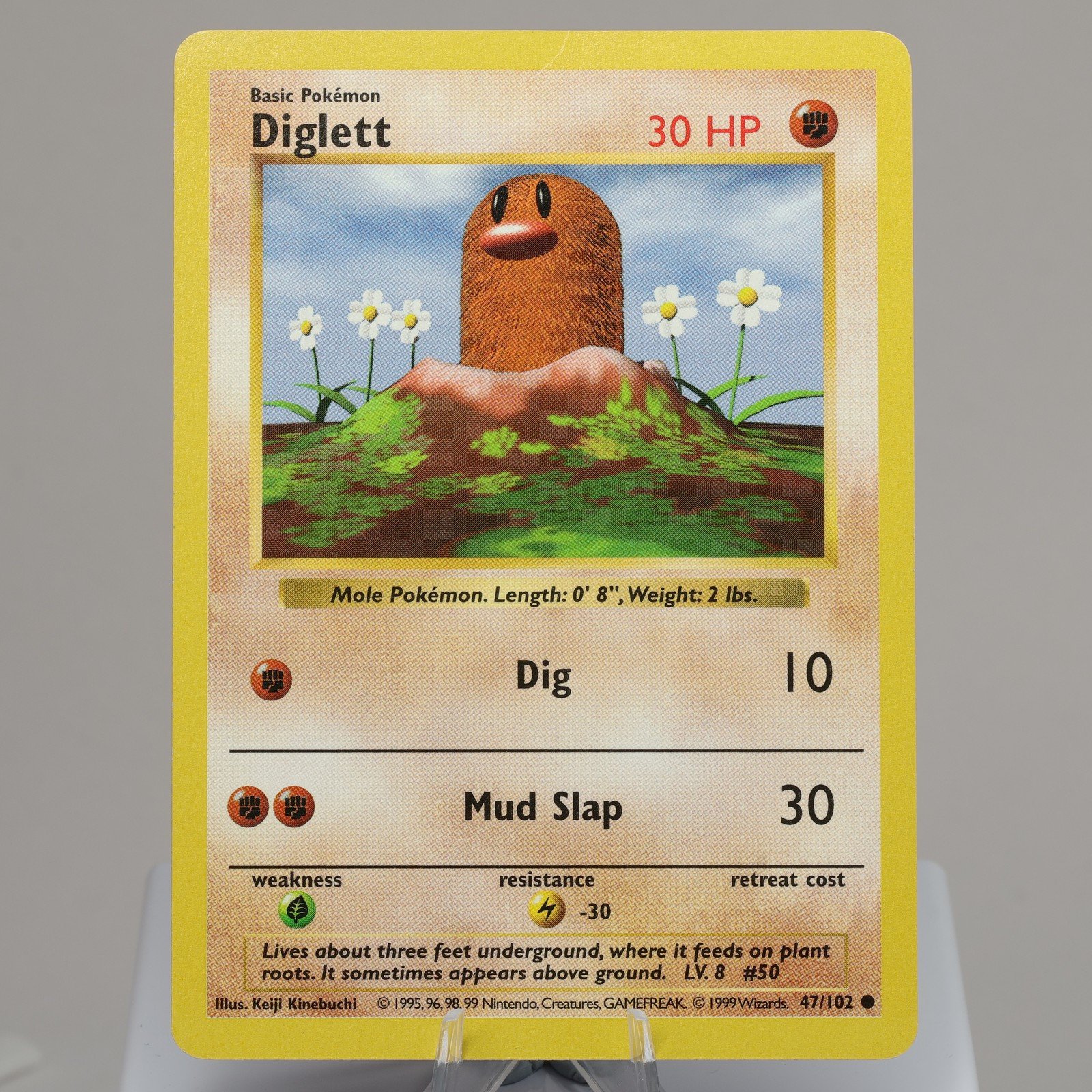 Pokemon TCG Diglett 47102 Base Set Common Shadowless WOTC 1999 MP Crease 167974214047 2