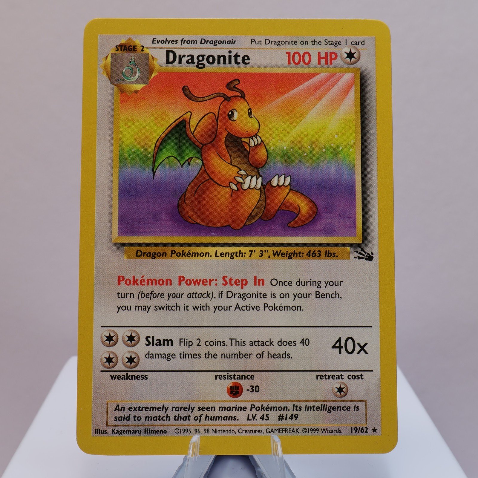 Pokemon TCG Dragonite 1962 Fossil Rare WOTC 1999 EXCNM 167830364527 2