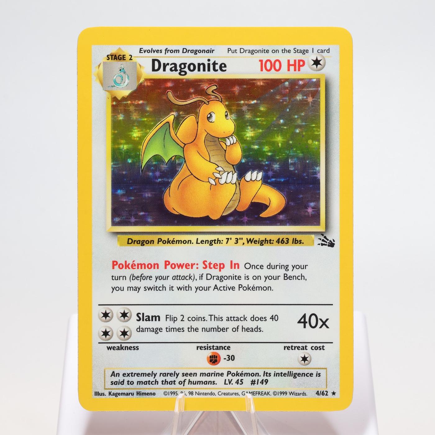 Pokemon TCG Dragonite 462 Fossil Holo Rare WOTC EXCNM 168325203387 2