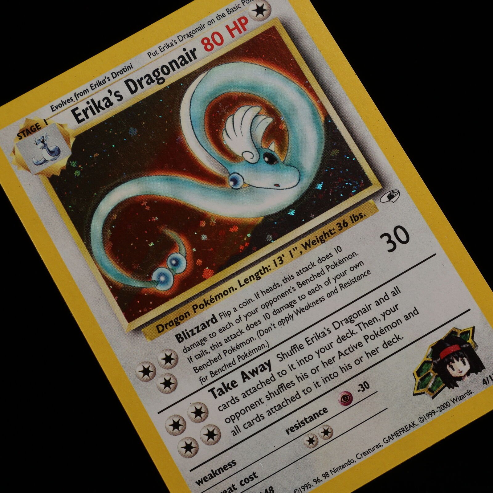 Pokemon TCG – Erika's Dragonair 4/132 Gym Heroes Holo Rare   – EXC/NM