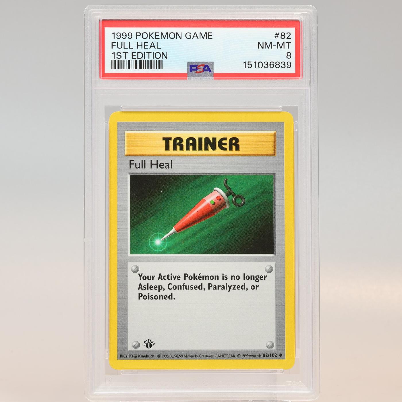 Pokemon TCG Full Heal 82102 Base Set Uncommon 1st Edition PSA 8 NMMT 168441076127 2