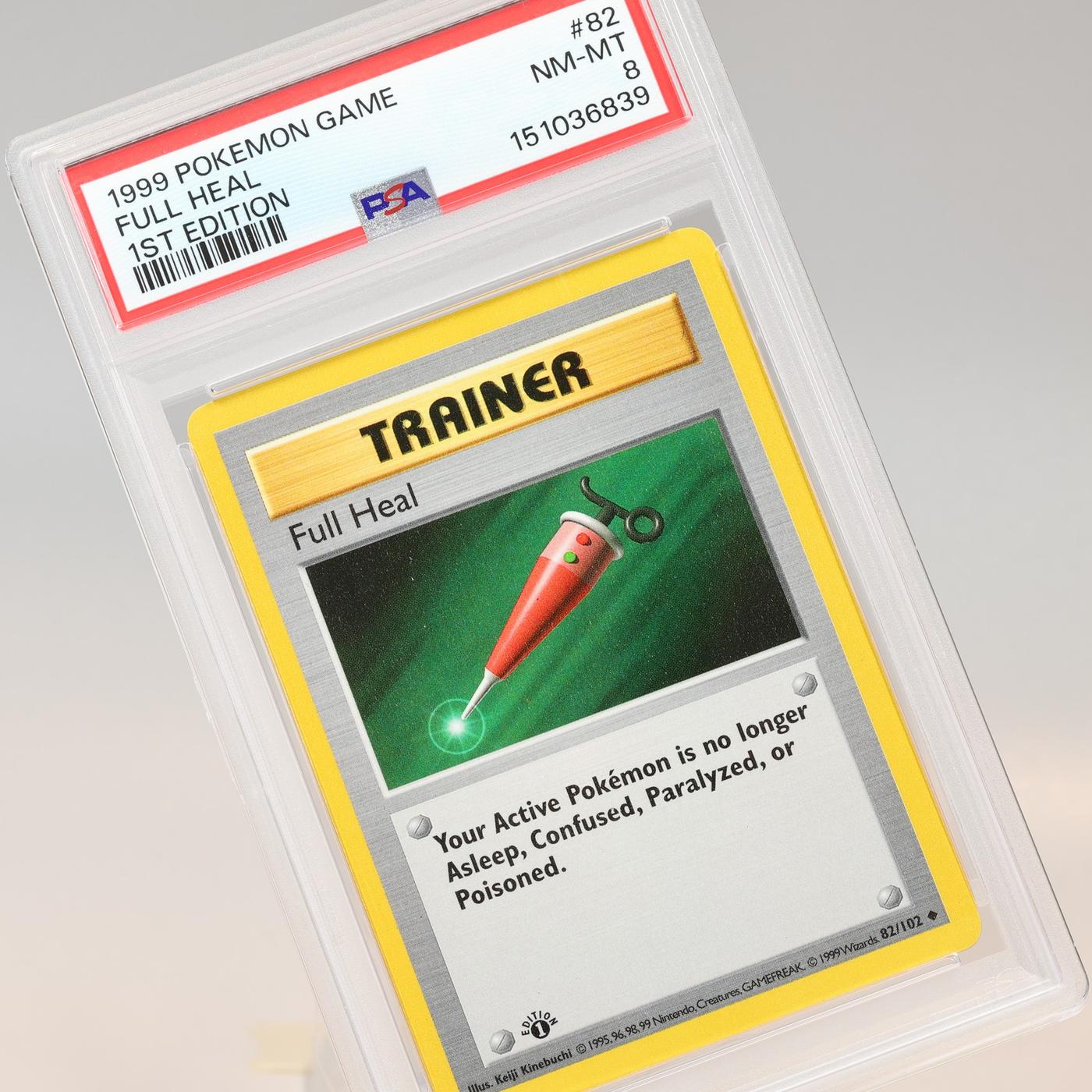 Pokemon TCG Full Heal 82102 Base Set Uncommon 1st Edition PSA 8 NMMT 168441076127