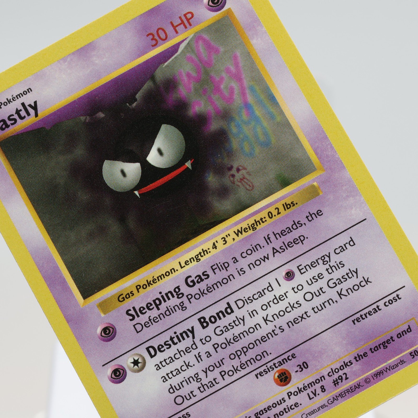 Pokemon TCG – Gastly 50/102 Base Set Common Shadowless WOTC 1999 – EXC/NM