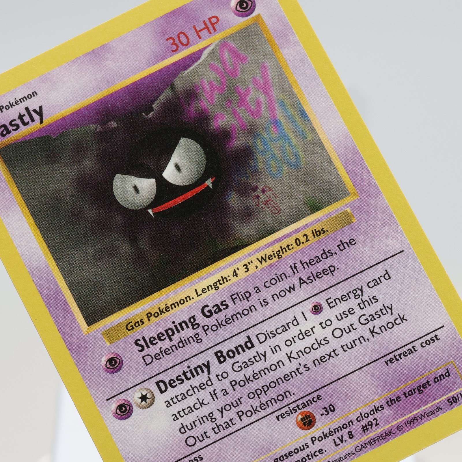 Pokemon TCG – Gastly 50/102 Base Set Common Shadowless WOTC 1999 – EXC/NM