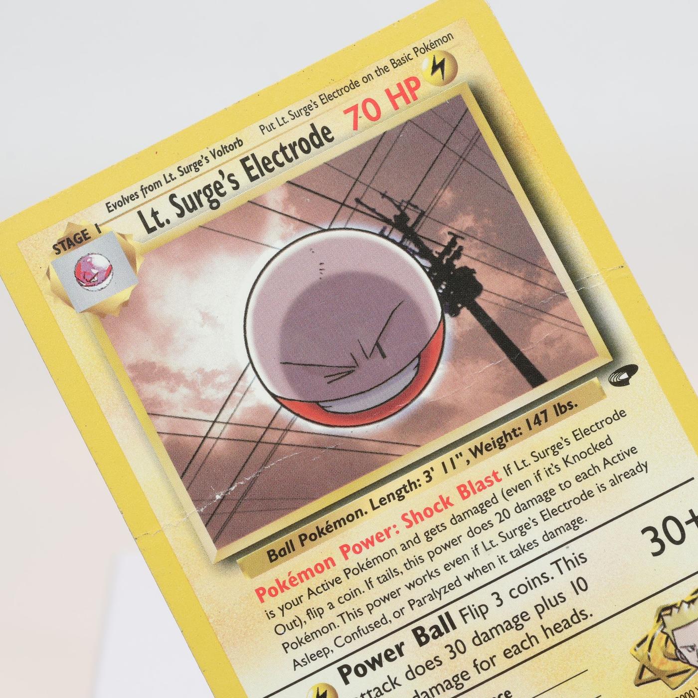 Pokemon TCG Lt Surges Electrode 52132 Gym Challenge Uncommon WOTC MP Crease 168232466157