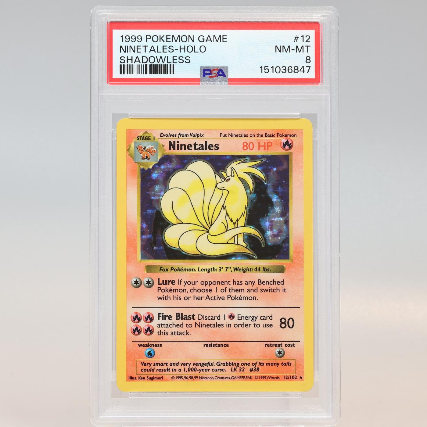 Pokemon TCG Ninetales 12102 Base Set Holo Rare Shadowless PSA 8 NMMT 168441076087 2