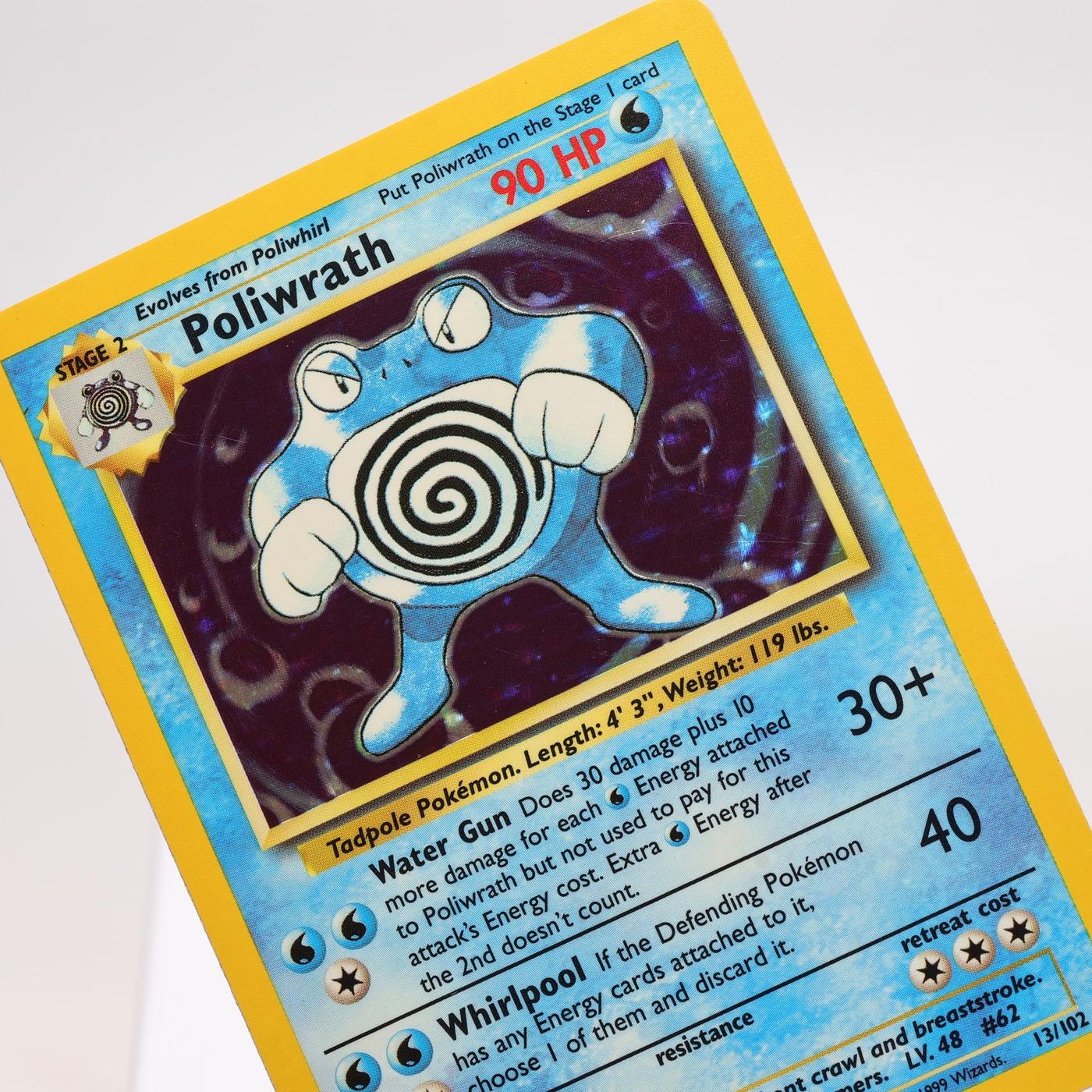 Pokemon TCG – Poliwrath 13/102 Base Set Holo Rare  WOTC – EXC/NM