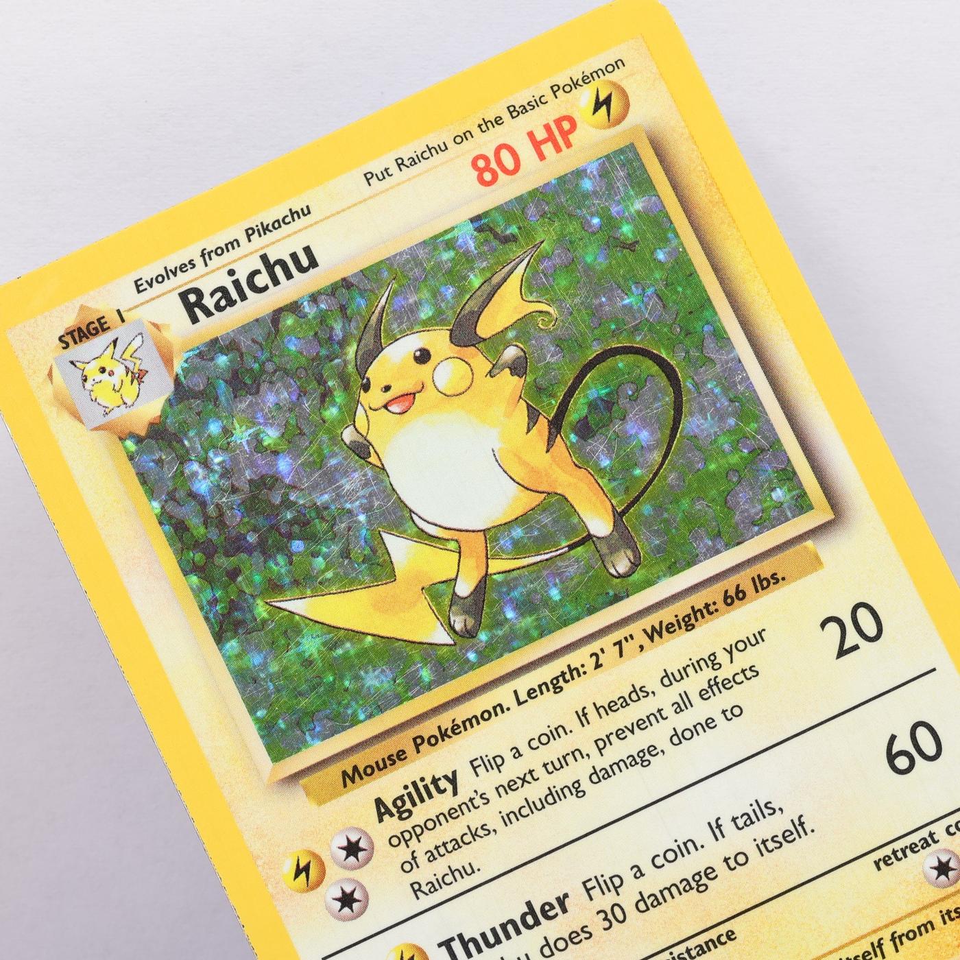 Pokemon TCG – Raichu 14/102 Base Set Holo Rare  WOTC 1999 – MP