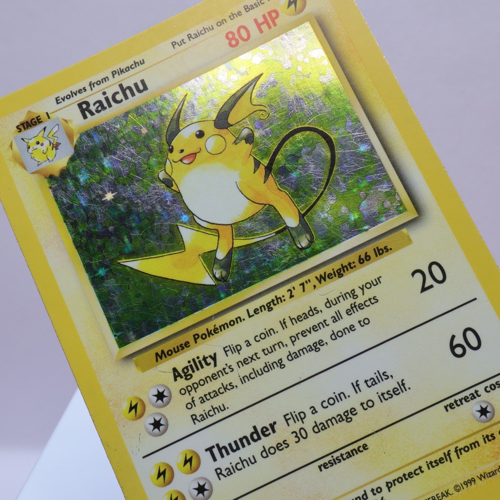Pokemon TCG – Raichu 14/102 Base Set Holo Rare  WOTC 1999 – PL