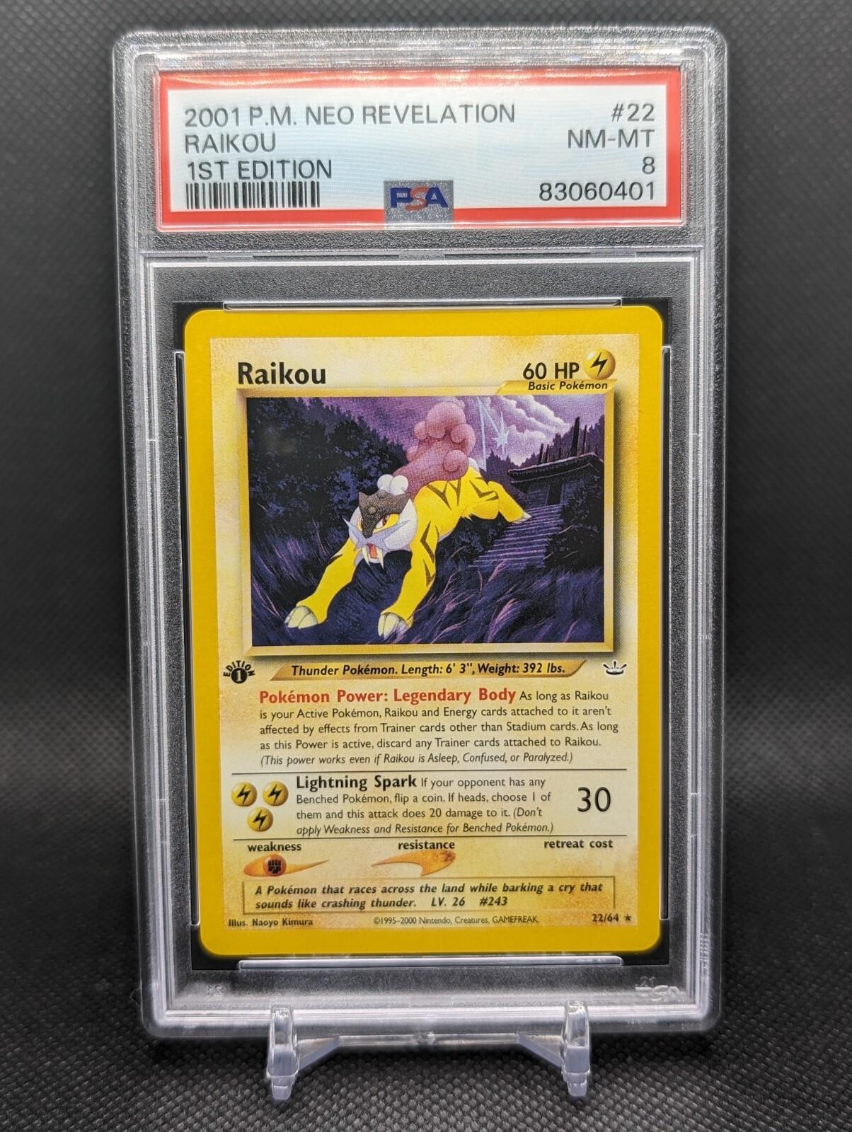 Pokemon TCG Raikou 2264 Neo Revelation Regular 1st Edition Rare PSA 8 NMM 168528352887 2