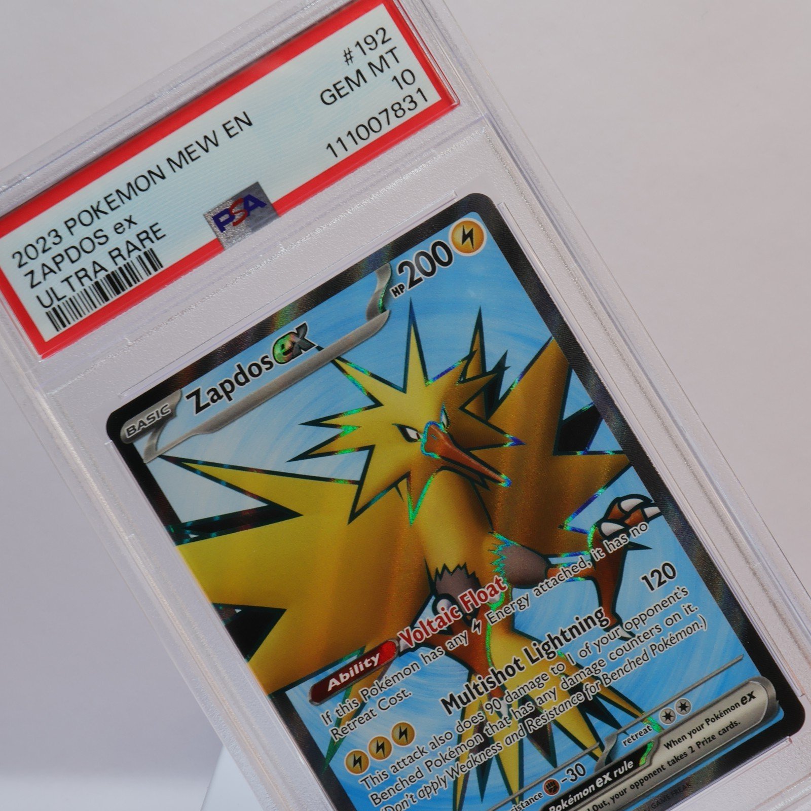 Pokemon TCG – Zapdos ex 192/165 151 Ultra Rare  – PSA 10 GEM MT