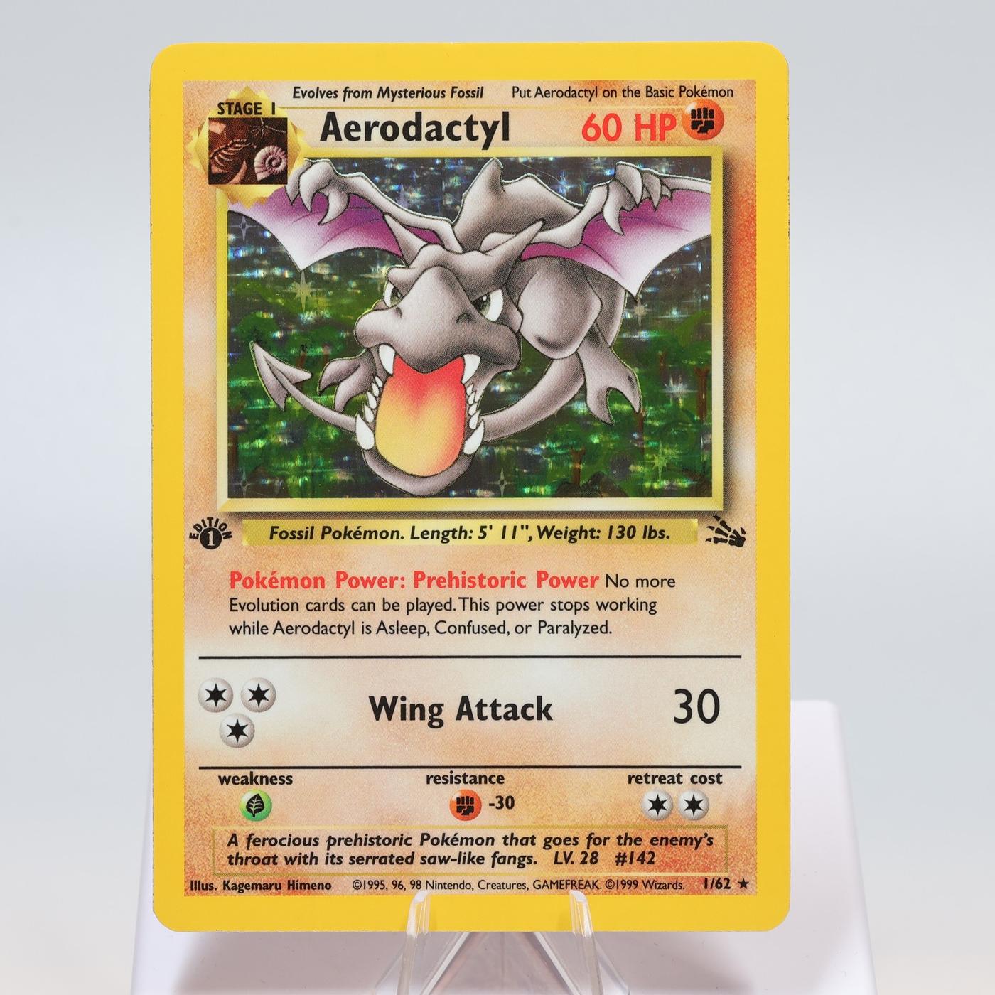 Pokemon TCG Aerodactyl 162 Fossil Holo Rare 1st Edition WOTC EXCNM 168411843608 2