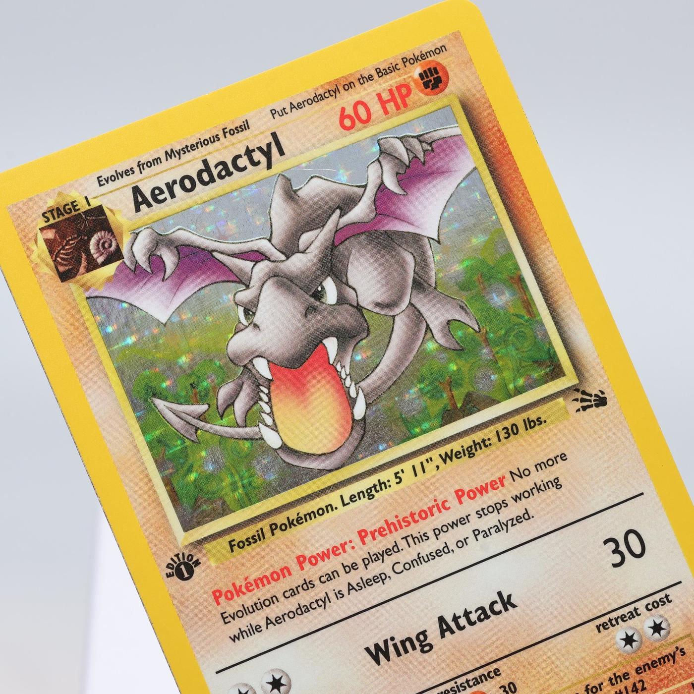 Pokemon TCG – Aerodactyl 1/62 Fossil Holo Rare 1st Edition WOTC – EXC/NM
