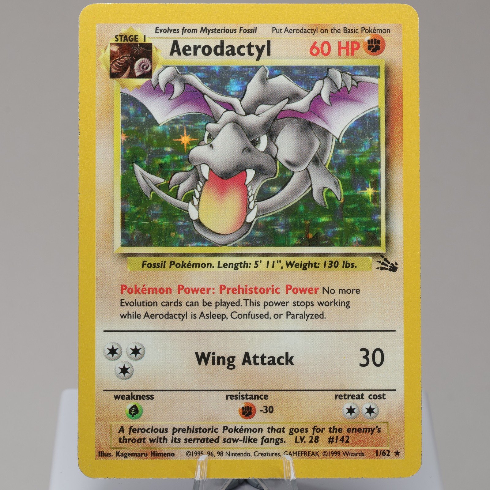 Pokemon TCG Aerodactyl 162 Fossil Holo Rare WOTC 1999 EXCNM 167950658958 2