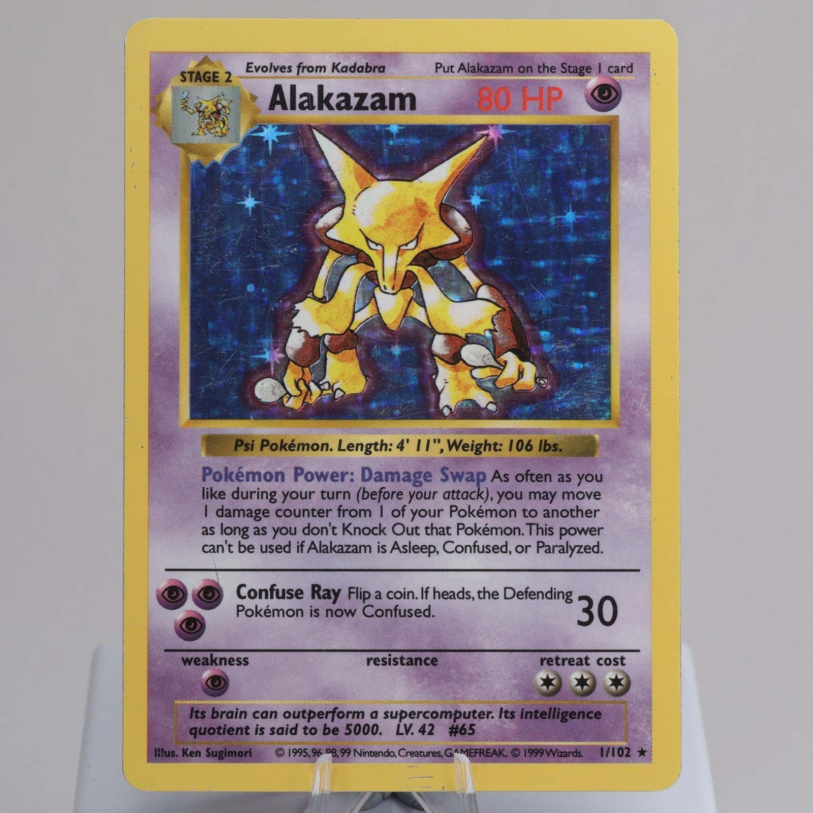 Pokemon TCG Alakazam 1102 Base Set Holo Rare Shadowless PL 168013748858 2