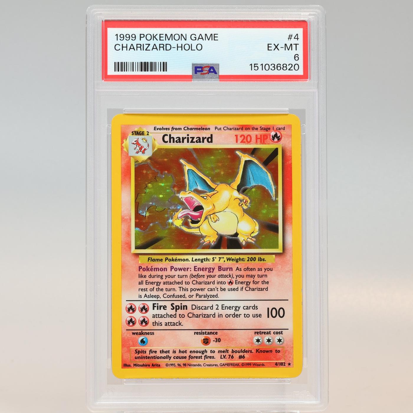 Pokemon TCG Charizard 4102 Base Set Holo Rare PSA 6 EXMT 168441076148 2