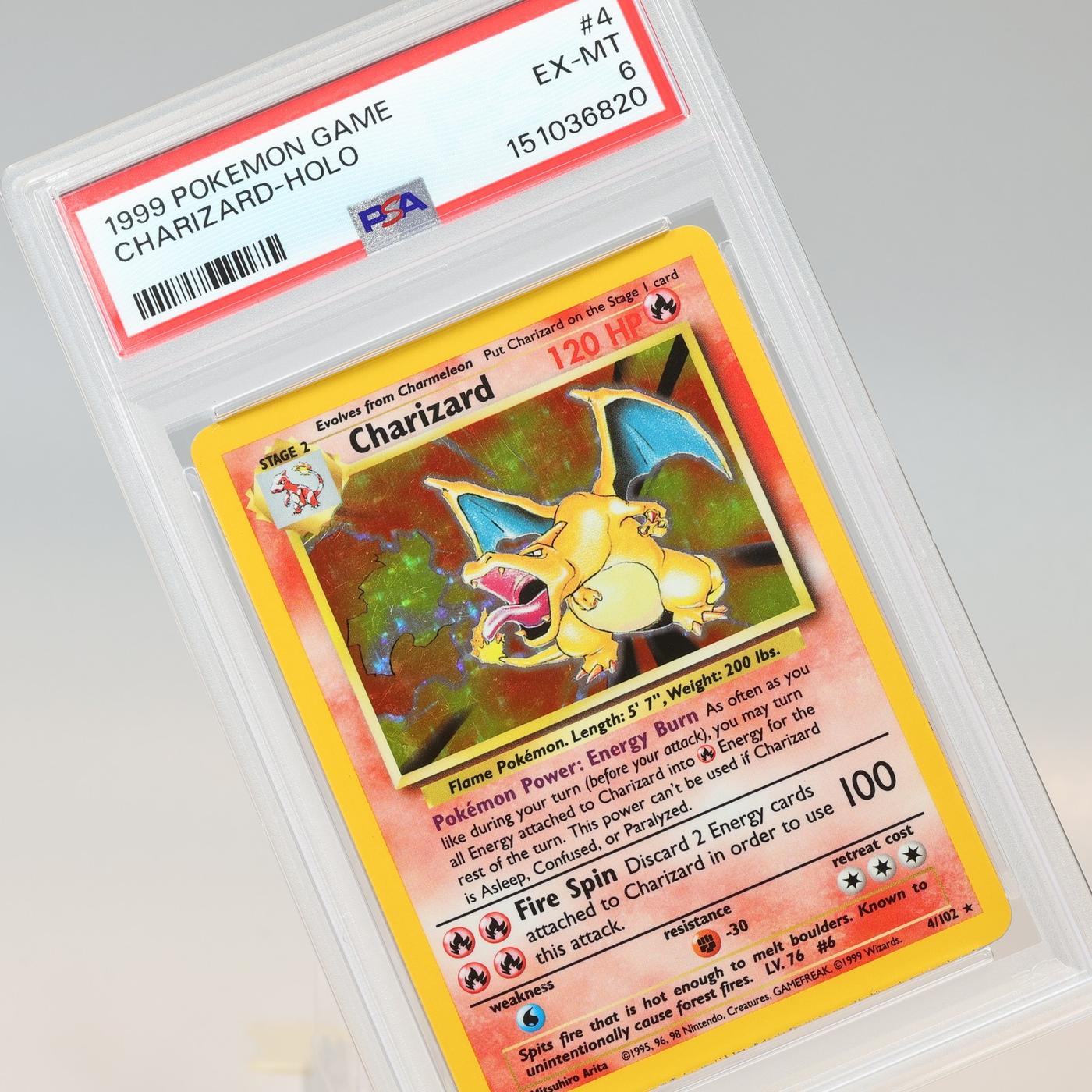 Pokemon TCG Charizard 4102 Base Set Holo Rare PSA 6 EXMT 168441076148