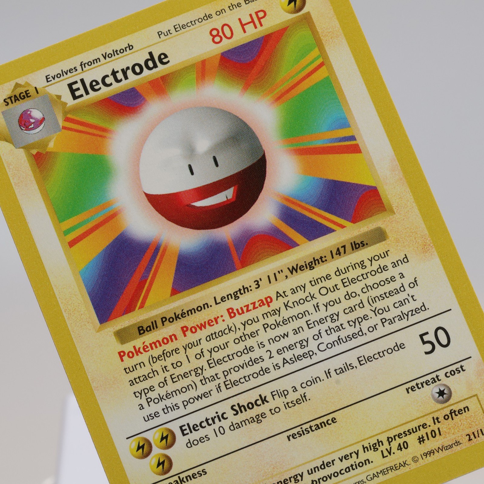 Pokemon TCG – Electrode 21/102 Base Set Rare Shadowless WOTC 1999 – EXC/NM