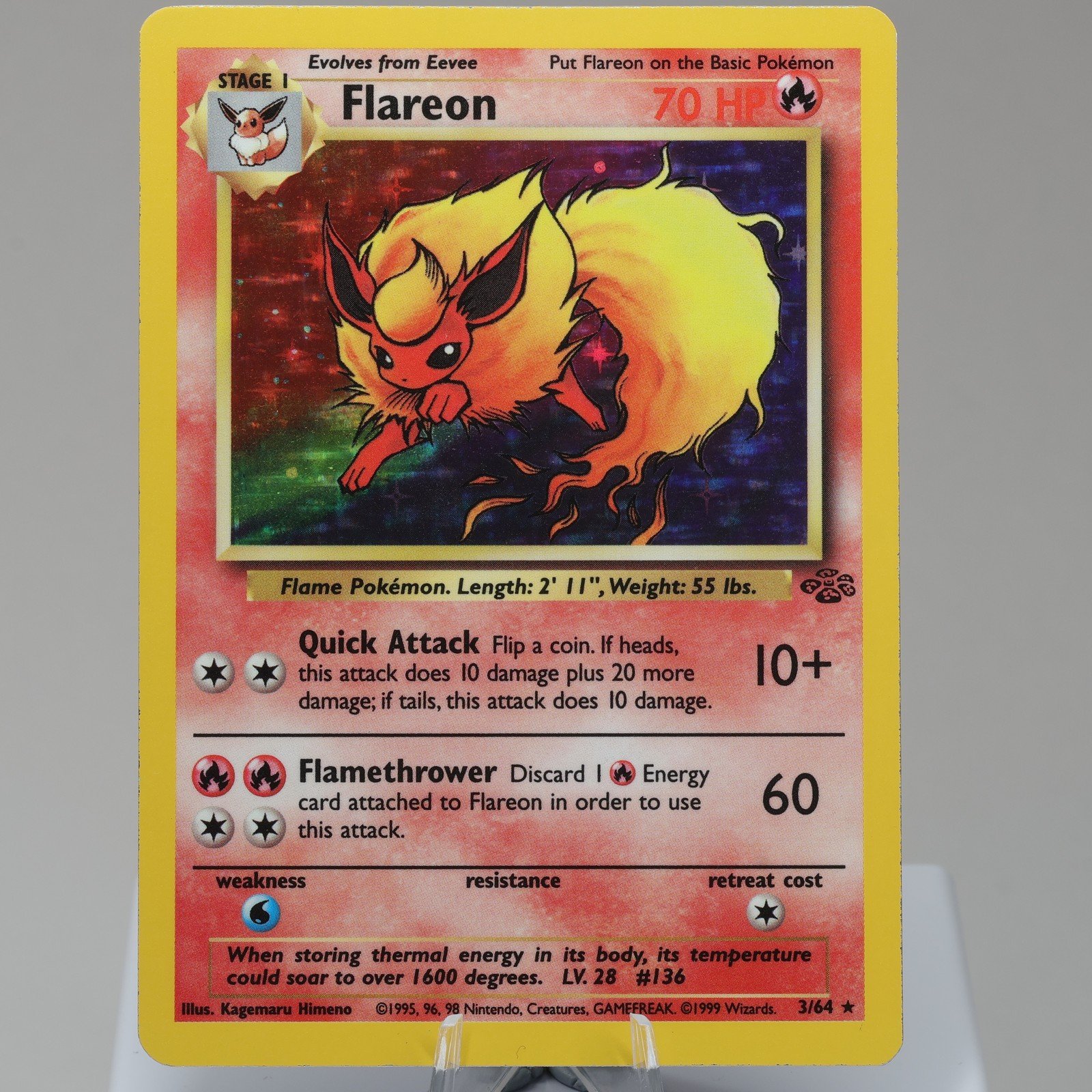 Pokemon TCG Flareon 364 Jungle Holo Rare WOTC 1999 NM 167950658998 2