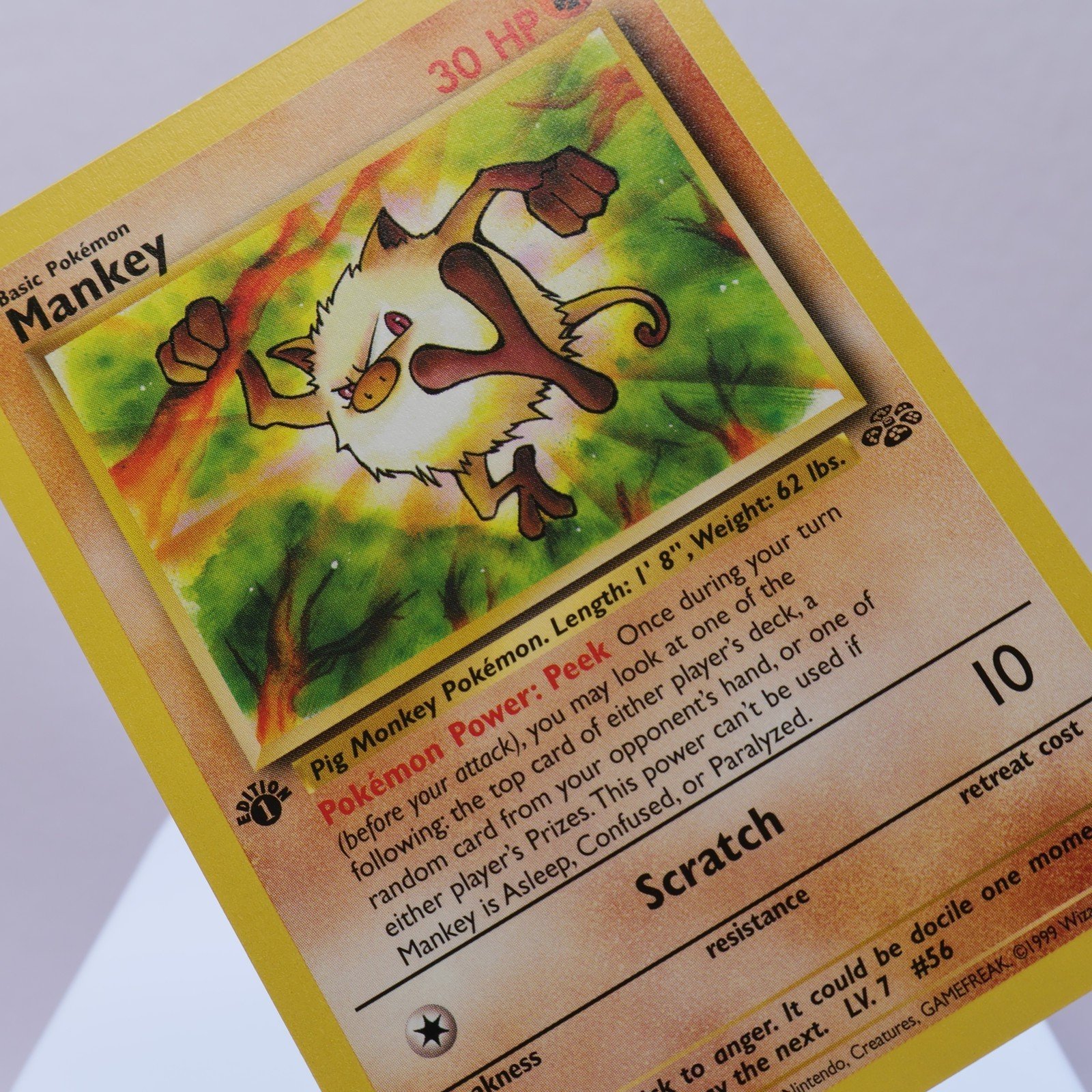 Pokemon TCG – Mankey 55/64 Jungle Common 1st Edition WOTC 1999 – EXC/NM